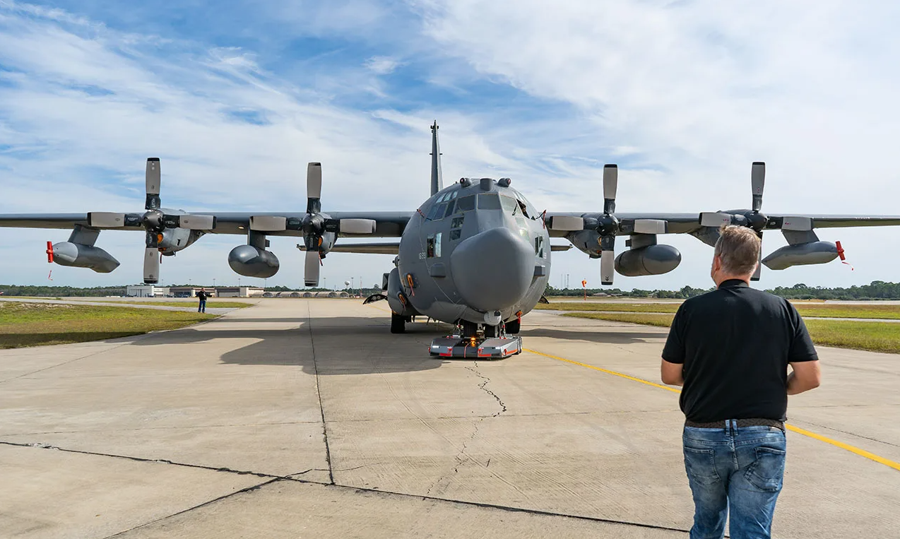 TowFLEXX Tug Pushing KC-135 Tanker.