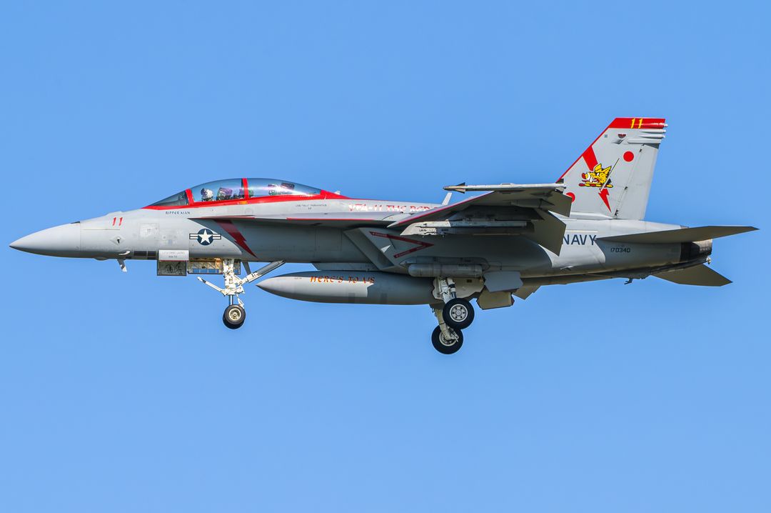 USN - United States Navy Boeing F/A-18E/F Super Hornet registration  on final approach at Oceana Naval Air Station (Apollo Soucek Field) (NTU/KNTU) photographed by  on 03/31/2026