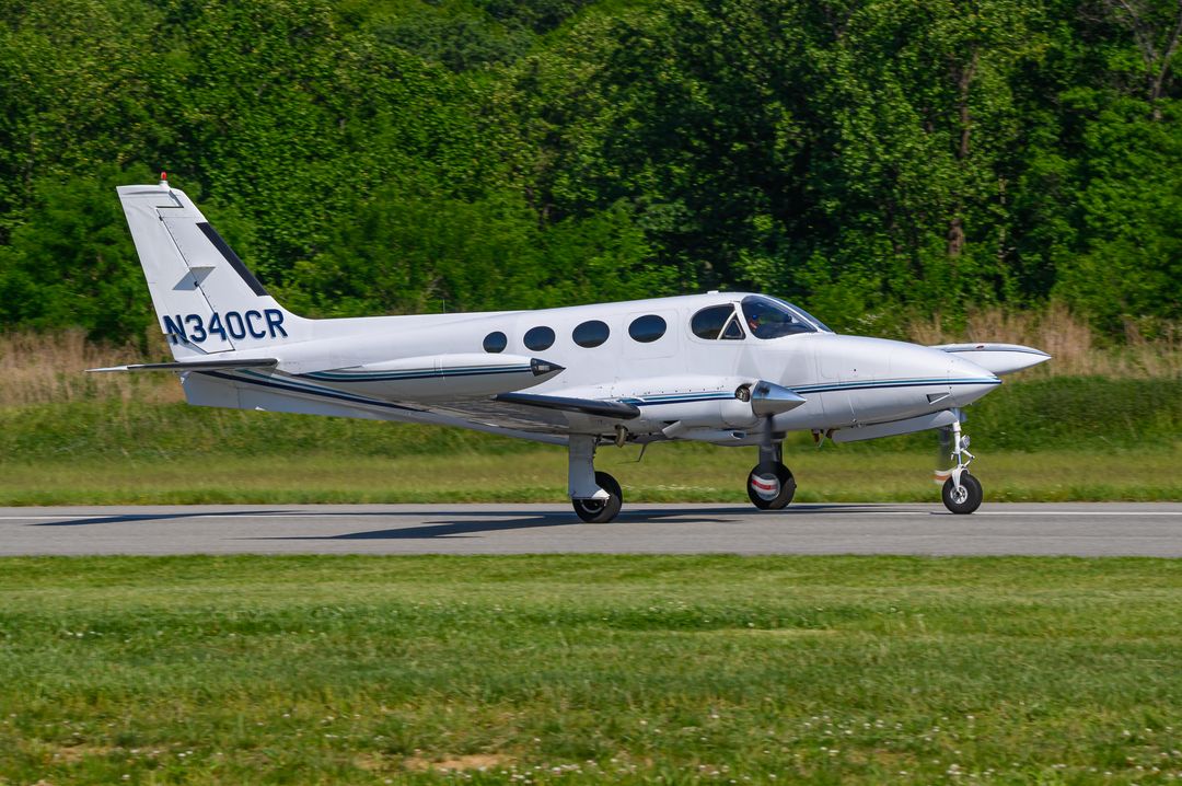 PRIVATE Cessna 340 registration  on final approach at New Garden Airport (N57/N57) photographed by  on 05/18/2026