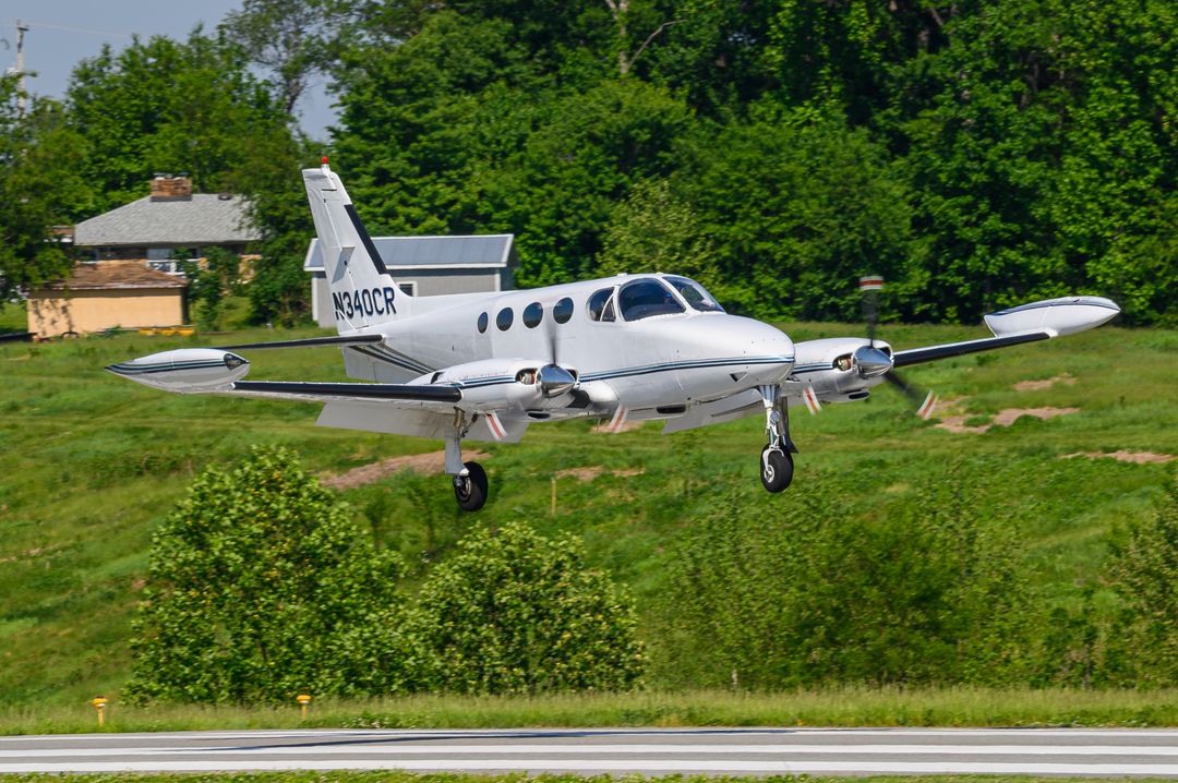 PRIVATE Cessna 340 registration  on final approach at New Garden Airport (N57/N57) photographed by  on 05/18/2026