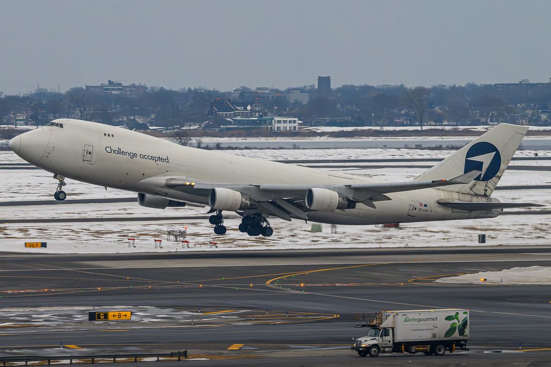 Challenge Airlines BE Boeing 747-400F registration  on final approach at John F. Kennedy International Airport (JFK/KJFK) photographed by  on 02/15/2026