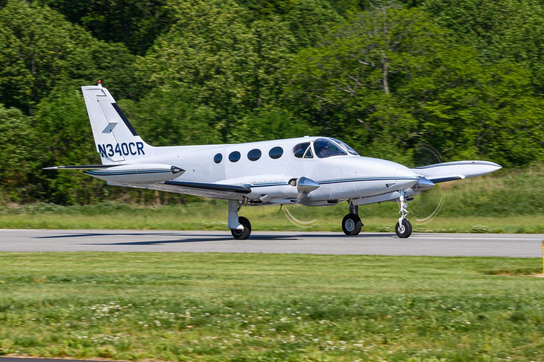 PRIVATE Cessna 340 registration  on final approach at New Garden Airport (N57/N57) photographed by  on 05/18/2026