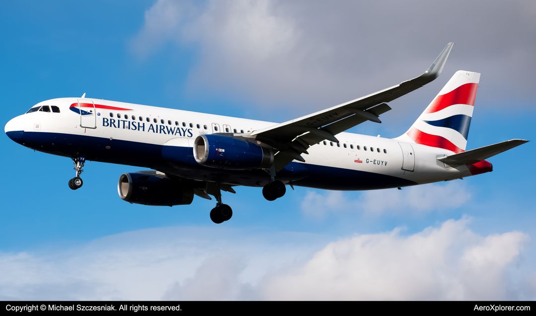 Photo of G-EUYV - British Airways Airbus A320 at LHR on AeroXplorer Aviation Database Photo of G-EUYV - British Airways Airbus A320 at LHR on AeroXplorer Aviation Database