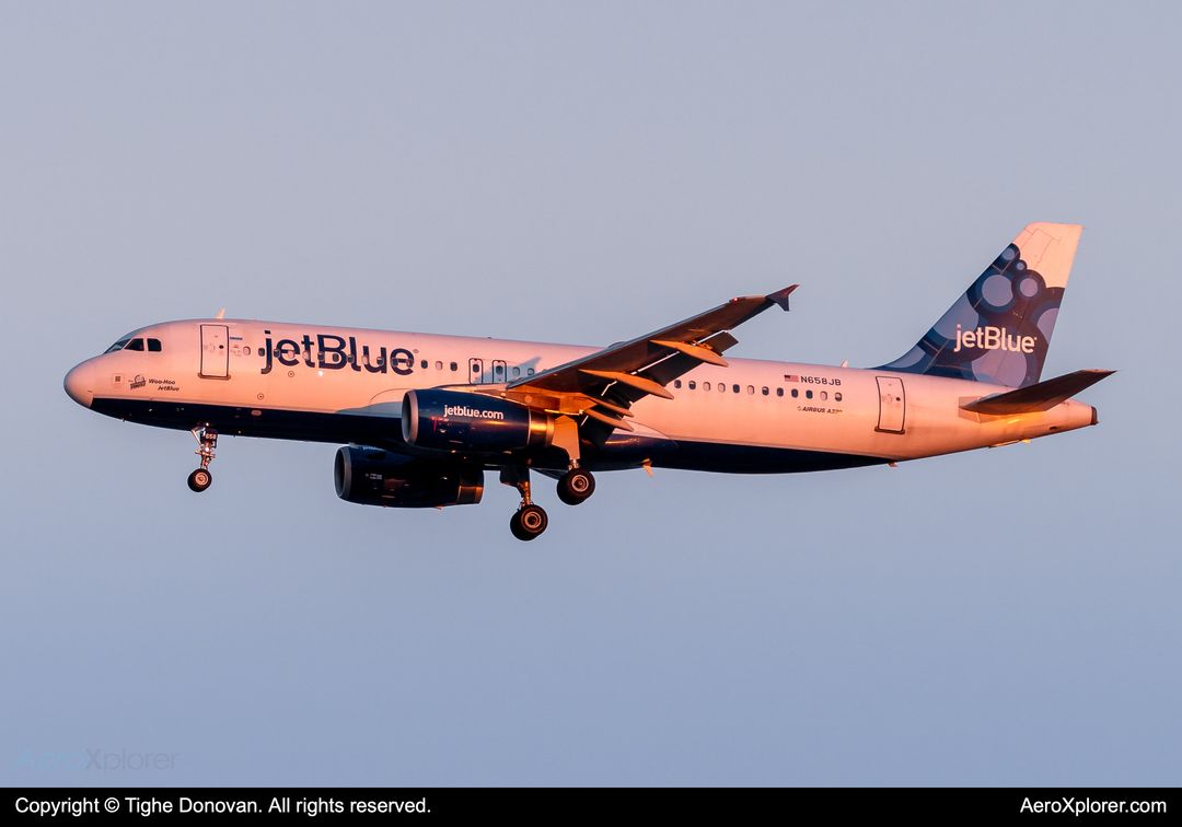 Photo of N658JB - JetBlue Airways Airbus A320 at BOS on AeroXplorer Aviation Database Photo of N658JB - JetBlue Airways Airbus A320 at BOS on AeroXplorer Aviation Database