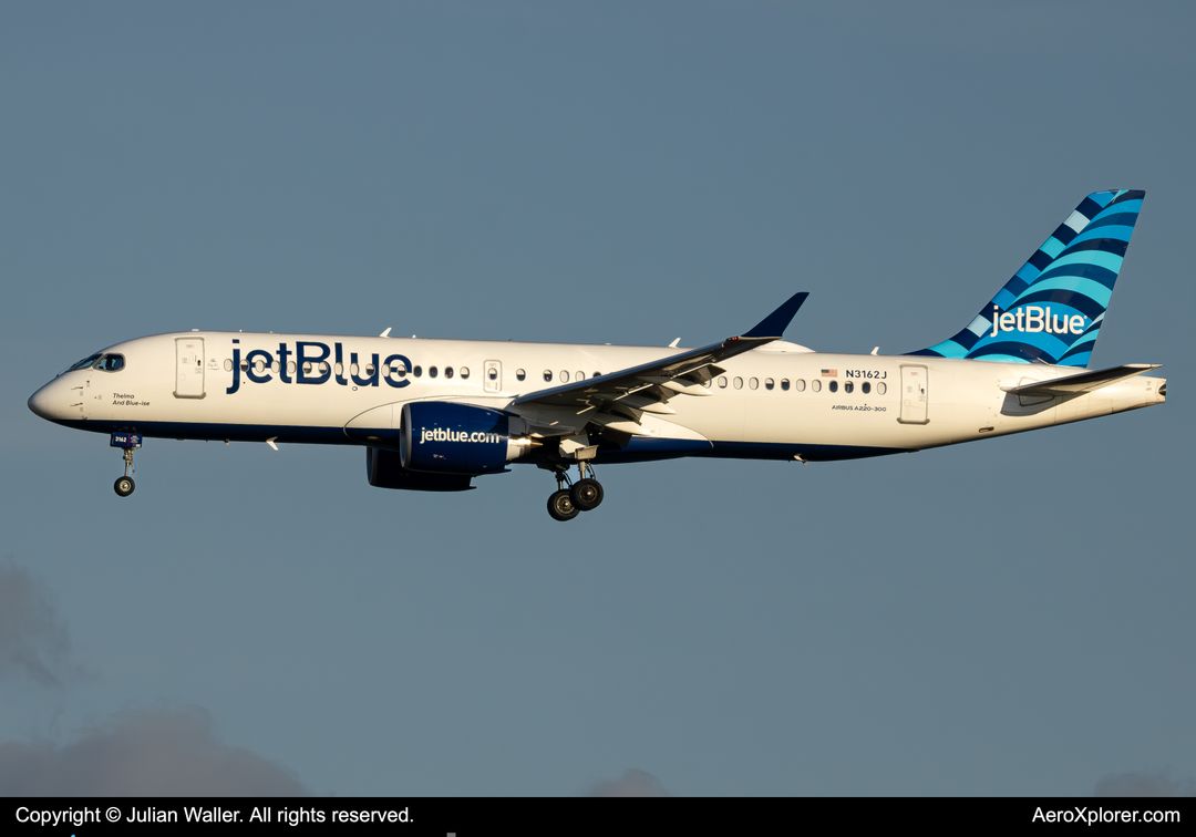 Photo of N3162J - JetBlue Airways Airbus A220-300 at MCO on AeroXplorer Aviation Database Photo of N3162J - JetBlue Airways Airbus A220-300 at MCO on AeroXplorer Aviation Database