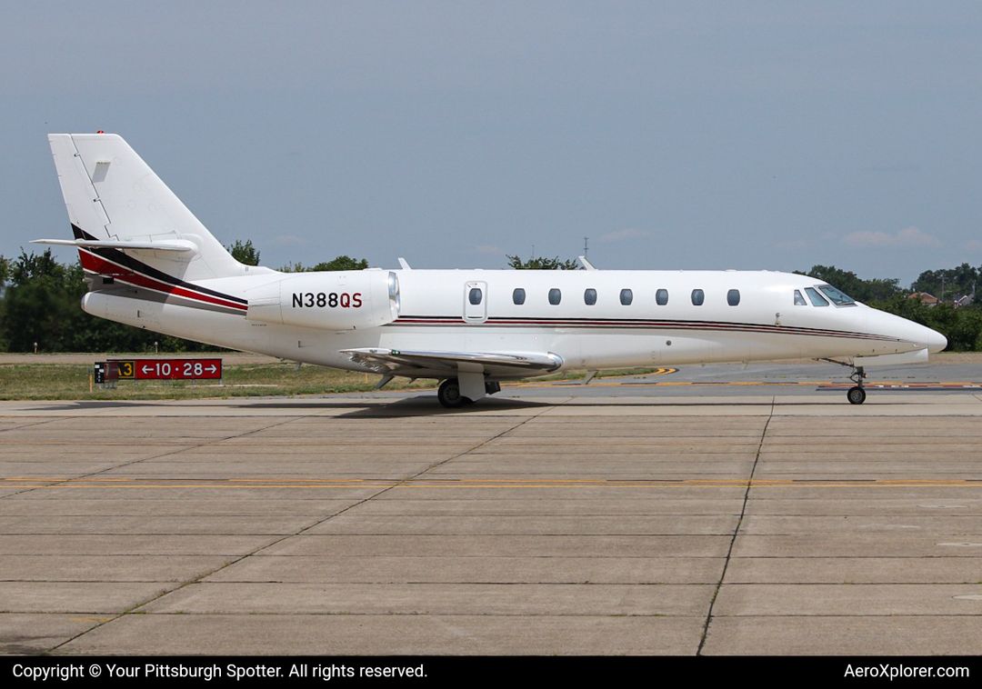 Photo of N388QS - PRIVATE Cessna 680 Citation Sovereign at AGC on AeroXplorer Aviation Database Photo of N388QS - PRIVATE Cessna 680 Citation Sovereign at AGC on AeroXplorer Aviation Database
