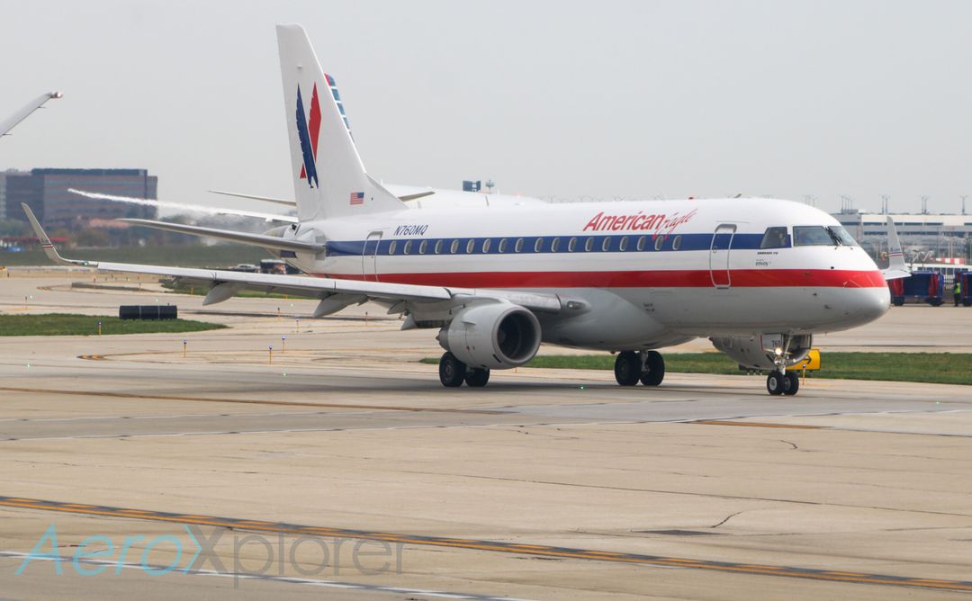Photo of N760MQ - American Airlines Embraer E170 at ORD on AeroXplorer Aviation Database Photo of N760MQ - American Airlines Embraer E170 at ORD on AeroXplorer Aviation Database