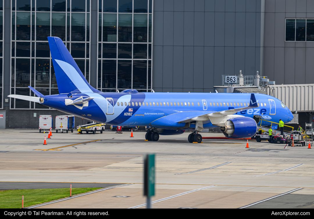 Photo of N211BZ - Breeze Airways Airbus A220-300 at IAD on AeroXplorer Aviation Database
