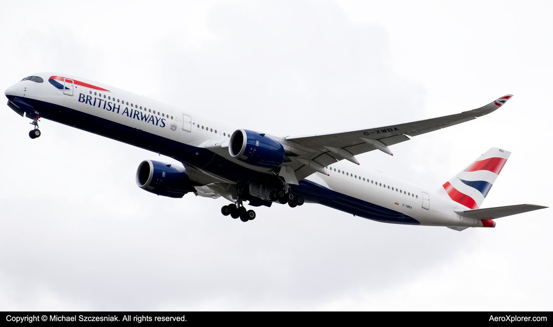 Photo of G-XWBA - British Airways Airbus A350-1000 at LHR on AeroXplorer Aviation Database Photo of G-XWBA - British Airways Airbus A350-1000 at LHR on AeroXplorer Aviation Database