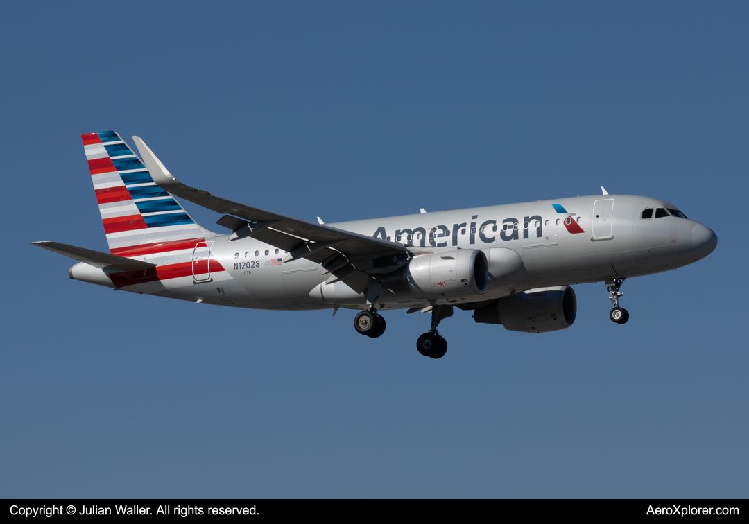 Photo of N12028 - American Airlines Airbus A319 at MIA on AeroXplorer Aviation Database Photo of N12028 - American Airlines Airbus A319 at MIA on AeroXplorer Aviation Database
