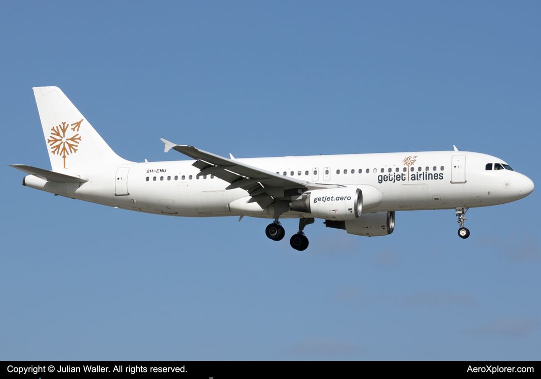 Photo of 9H-EMU - GetJet Airlines Airbus A320 at MIA on AeroXplorer Aviation Database Photo of 9H-EMU - GetJet Airlines Airbus A320 at MIA on AeroXplorer Aviation Database