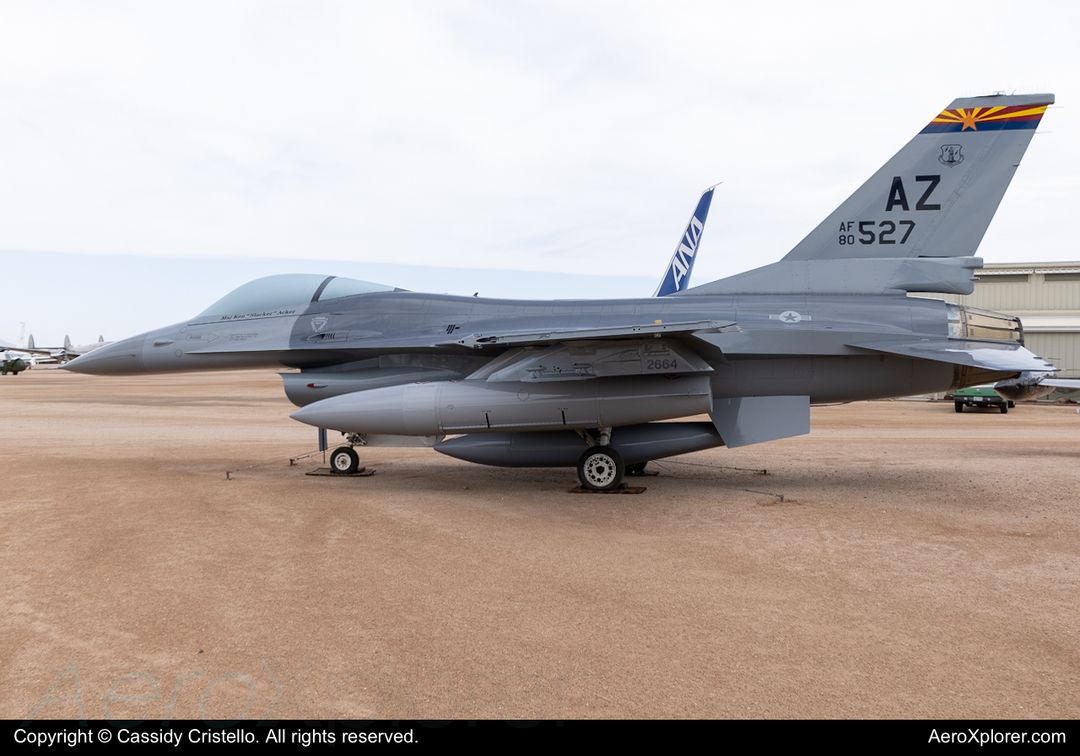 Photo of 80-0527 - USAF - United States Air Force General Dynamics F-16 Fighting Falcon at DMA on AeroXplorer Aviation Database Photo of 80-0527 - USAF - United States Air Force General Dynamics F-16 Fighting Falcon at DMA on AeroXplorer Aviation Database