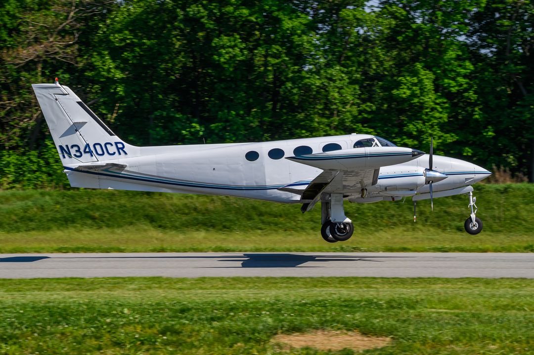 PRIVATE Cessna 340 registration  on final approach at New Garden Airport (N57/N57) photographed by  on 05/18/2026
