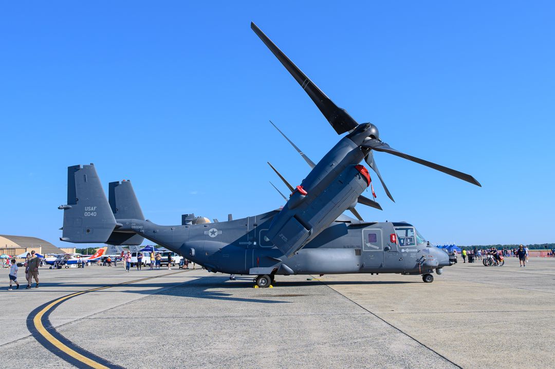USAF - United States Air Force Bell Boeing MV-22 Osoprey registration  on final approach at Joint Base Andrews (ADW/KADW) photographed by  on 09/14/2025