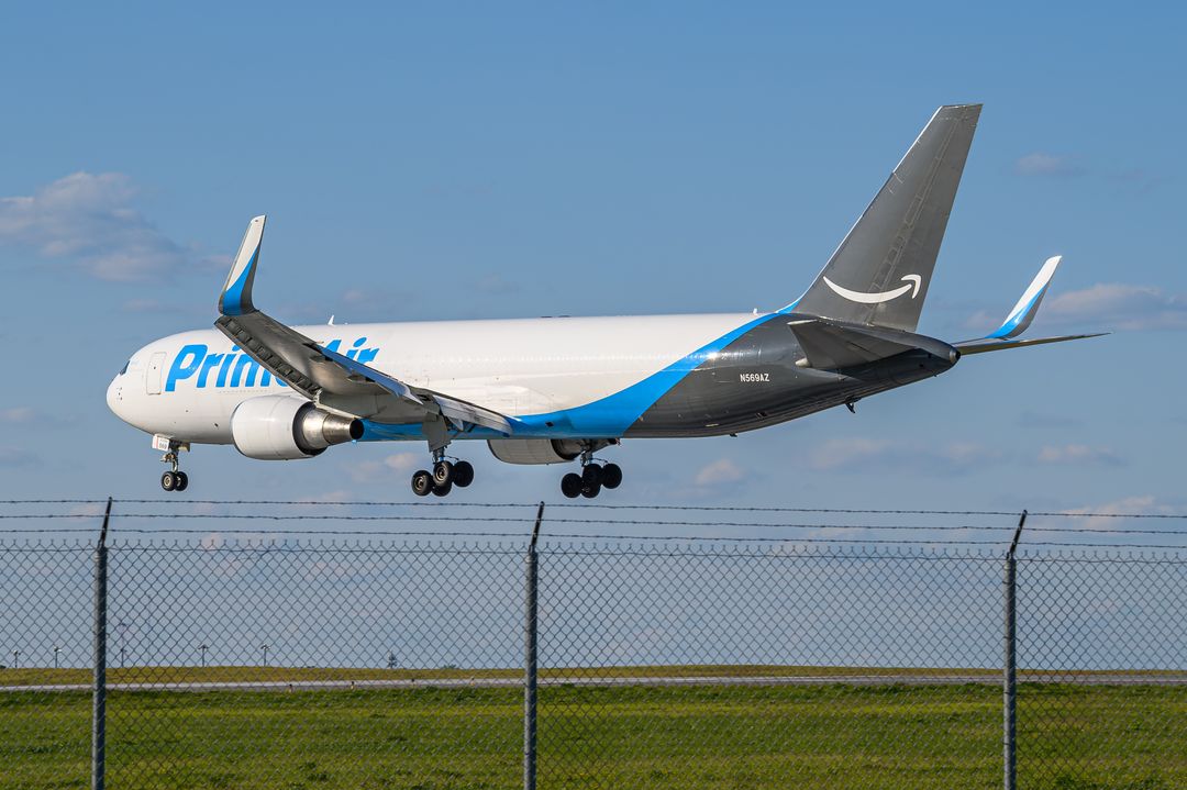 Prime Air Boeing 767-300F registration  on final approach at Baltimore/Washington International Thurgood Marshall Airport (BWI/KBWI) photographed by  on 05/03/2026