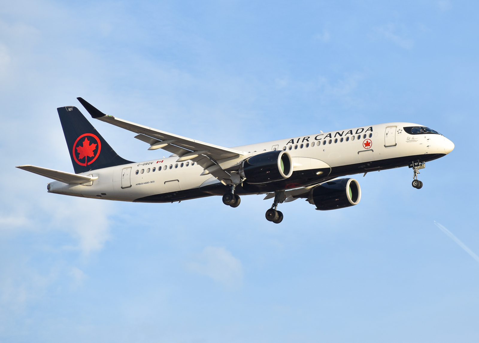 Full size: Air Canada Airbus A220-300 C-GROV at Lester B Pearson International Airport