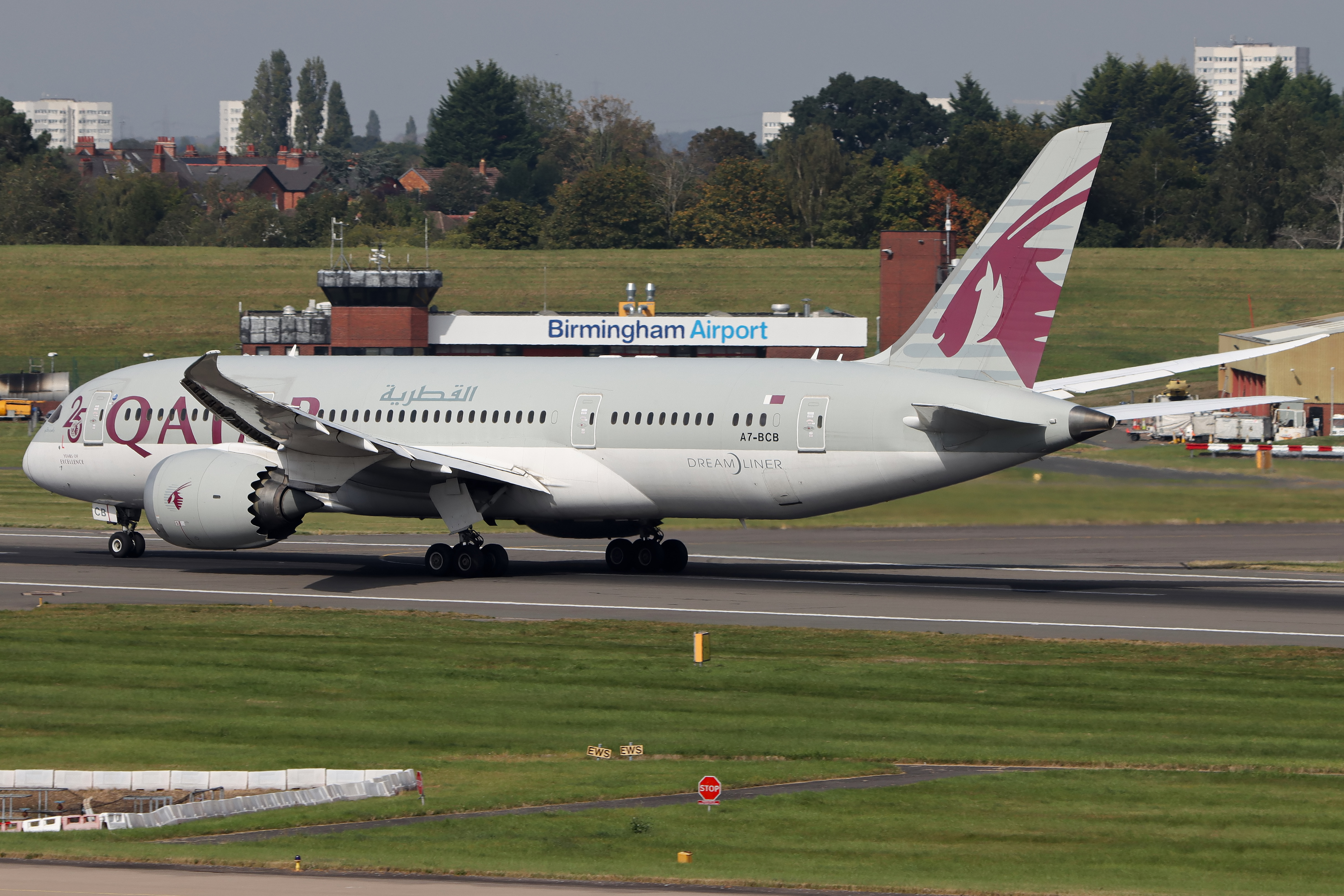 Full size: Qatar Airways Boeing 787-8 A7-BCB at Birmingham Airport
