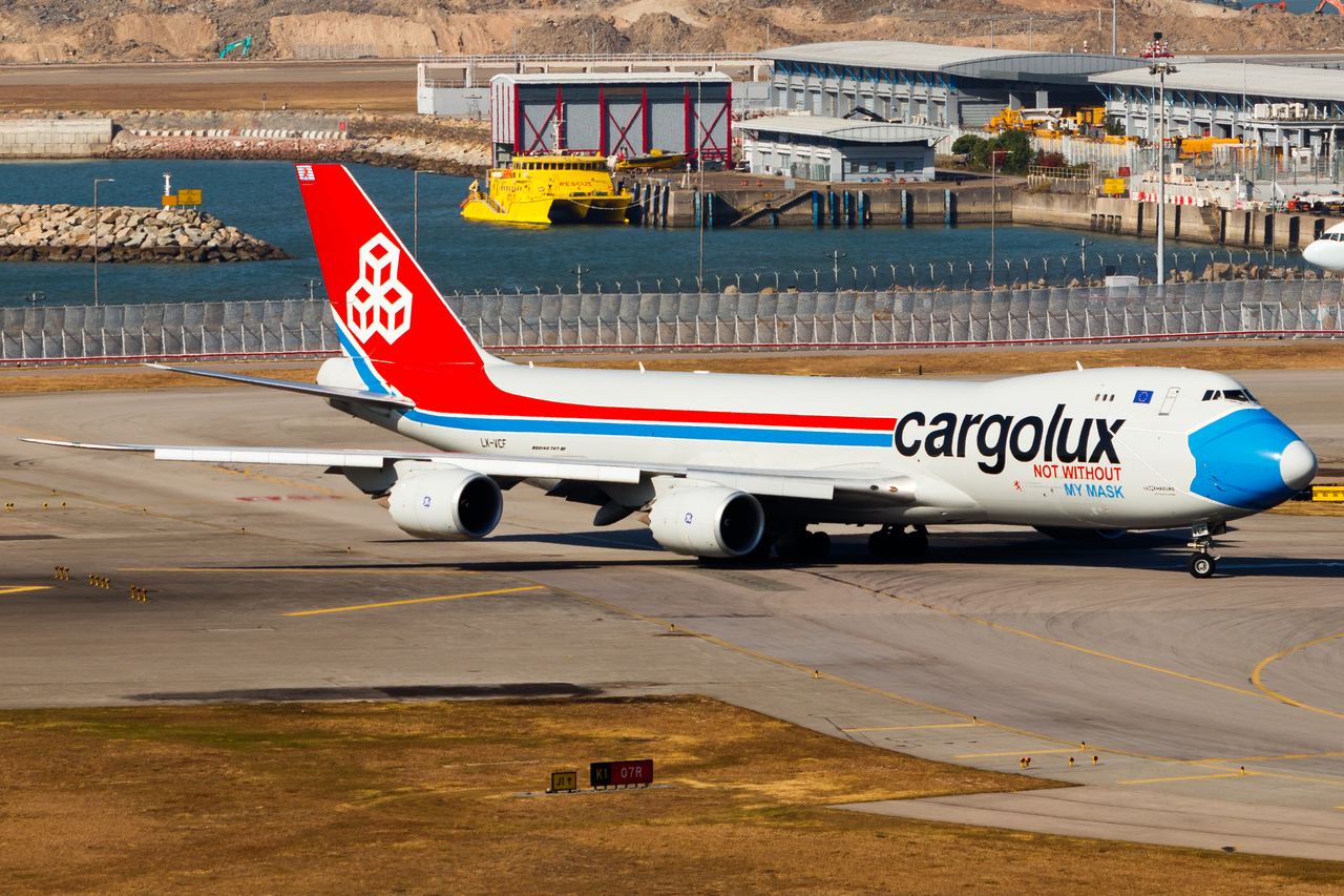 Full size: CargoLux Boeing 747-8F LX-VCF at Hong Kong International Airport