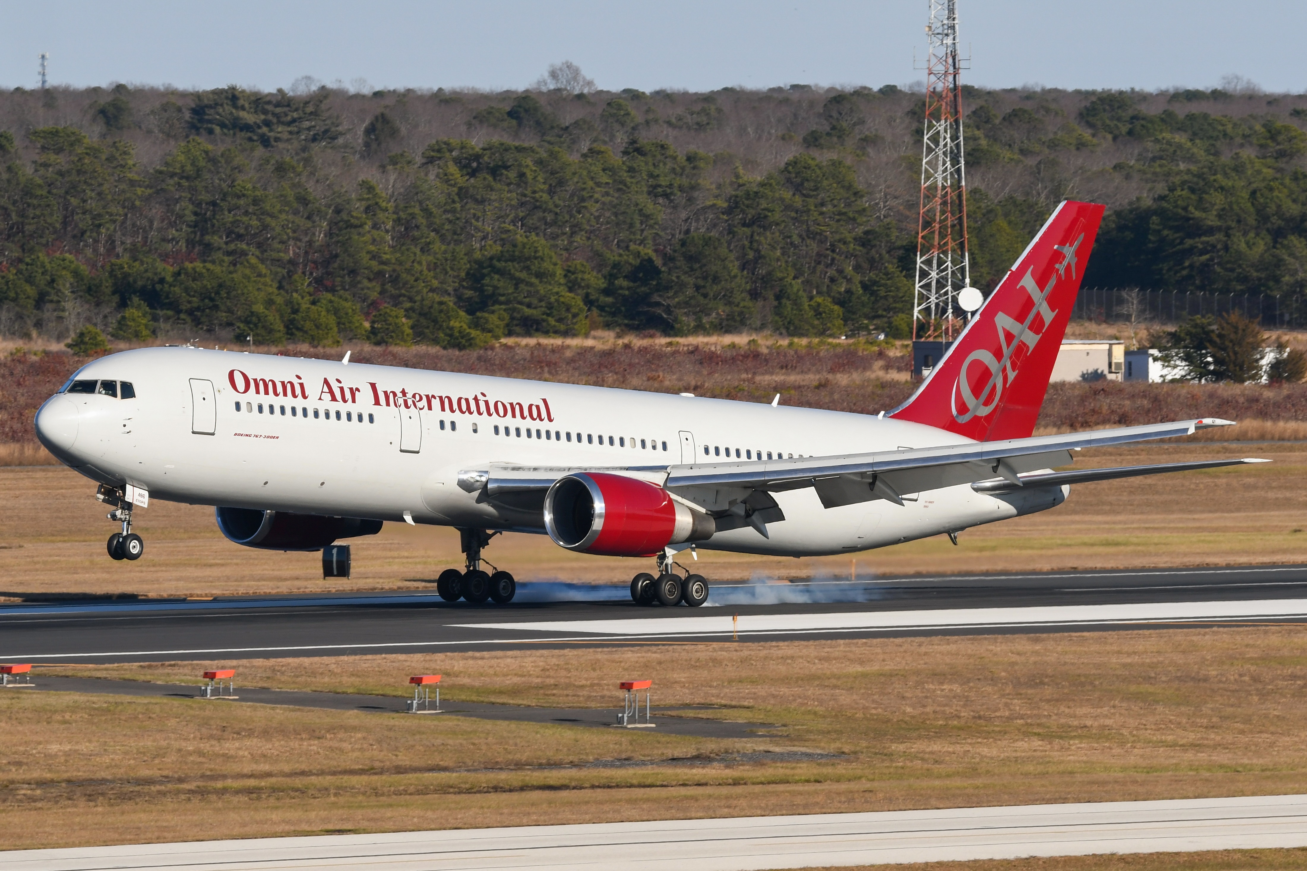 Full size: Omni Air International Boeing 767-300ER N486AX at Atlantic City International Airport