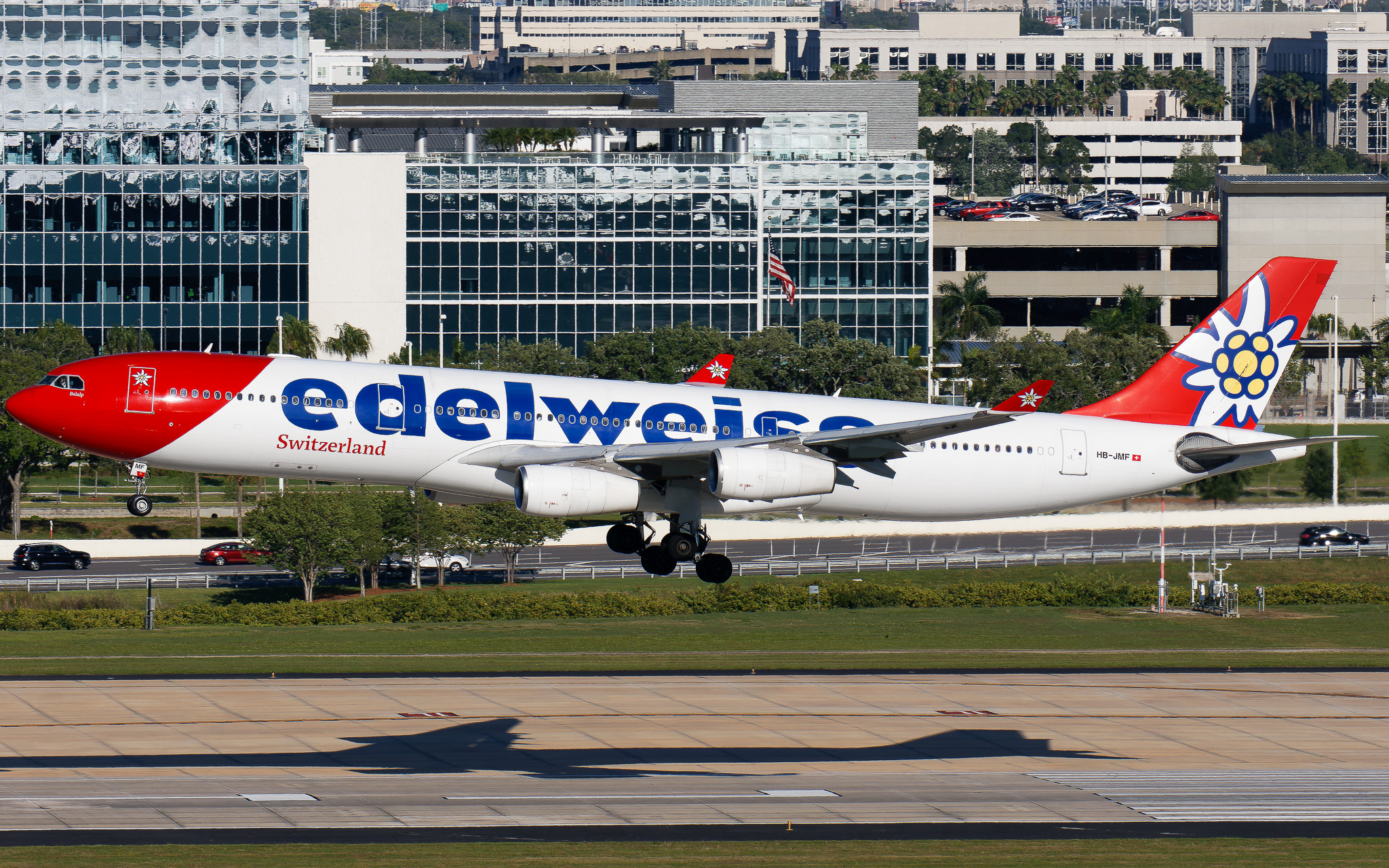 Full size: Edelweiss Air Airbus A340-300 HB-JMF at Tampa International Airport