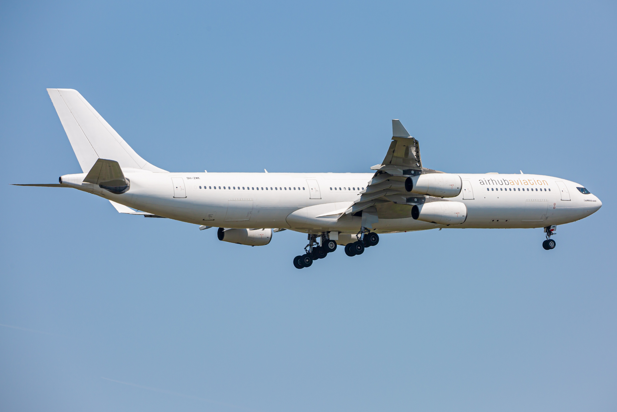 Full size: Airhub Aviation  Airbus A340-300 9H-ZMK at Baltimore/Washington International Thurgood Marshall Airport
