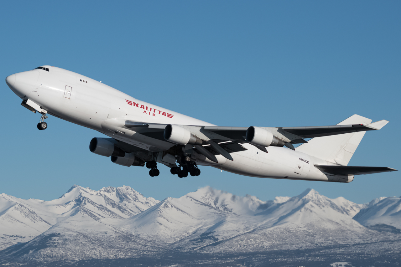Full size: Kalitta Air Boeing 747-400F N702CK at Anchorage Ted Stevens International Airport