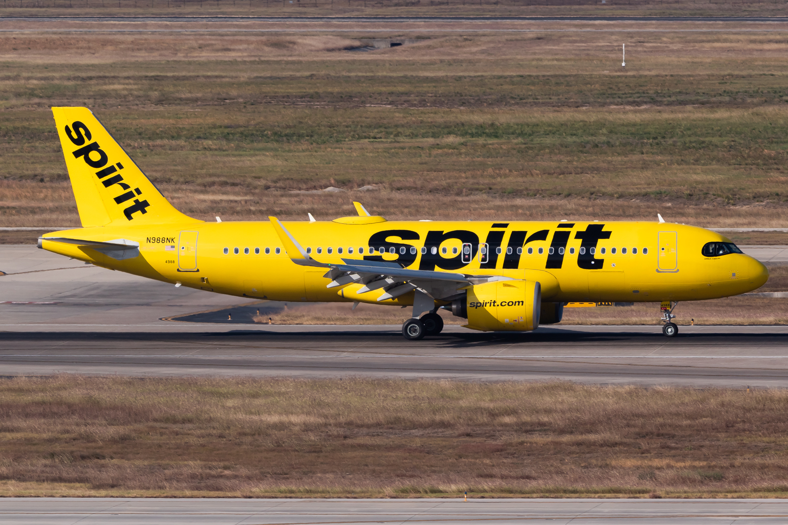Full size: Spirit Airlines Airbus A320NEO N988NK at Houston-George Bush Intercontinental Airport