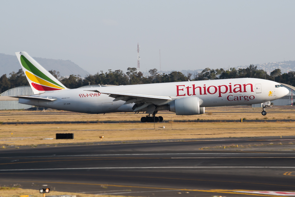 Full size: Ethiopian Cargo Boeing 777-F ET-AVN at Mexico City International Airport