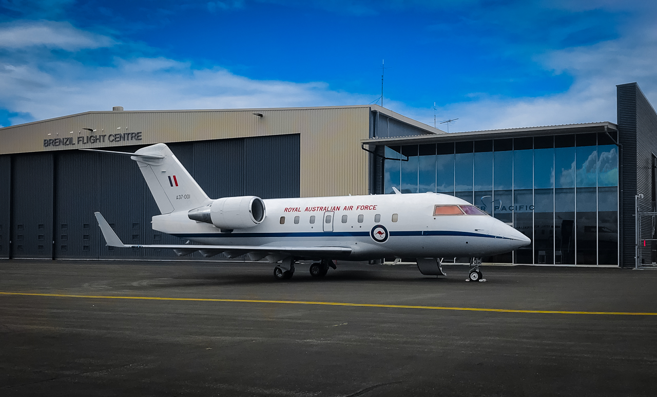 Full size: Royal Australian Air Force Bombardier Challenger 604 A37-001 at Brisbane Airport