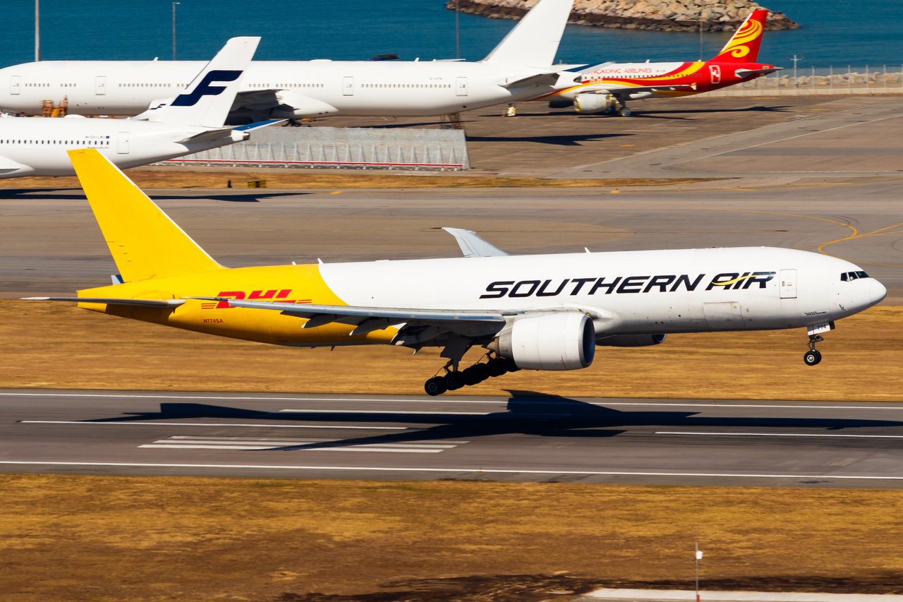 Full size: Southern Air Boeing 777-200F N774SA at Hong Kong International Airport