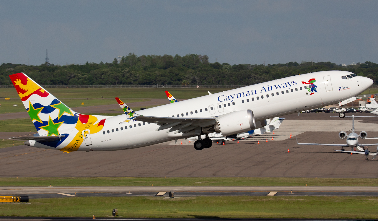 Full size: Cayman Airways Boeing 737 MAX 8 VP-CIZ  at Tampa International Airport
