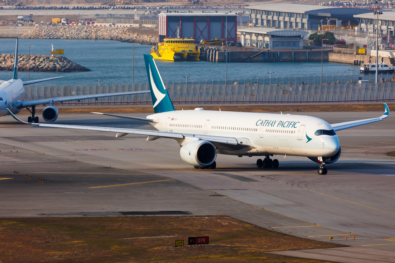 Full size: Cathay Pacific Airbus A350-900 B-LRB at Hong Kong International Airport