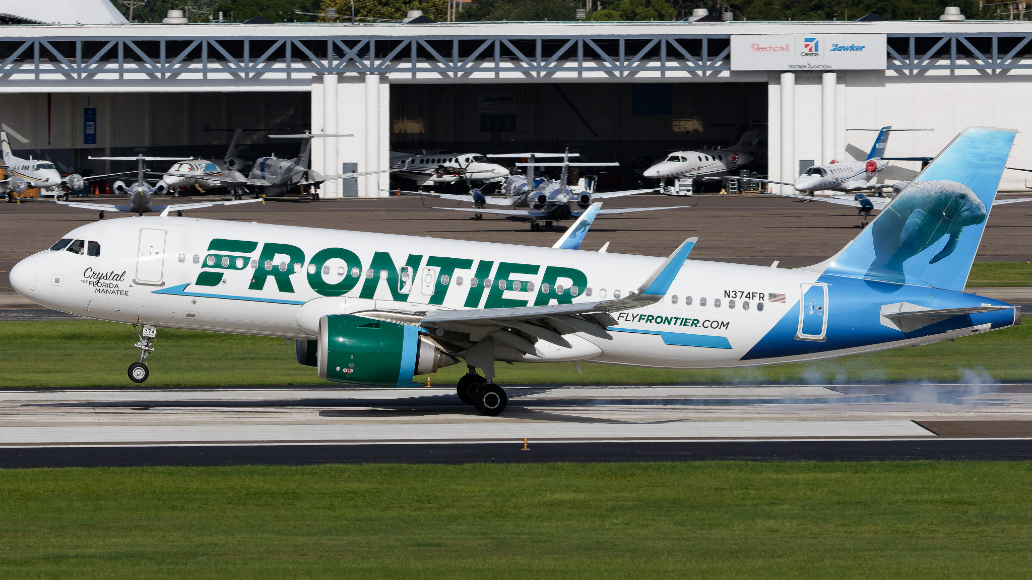 Full size: Frontier Airlines Airbus A320NEO N374FR at Tampa International Airport
