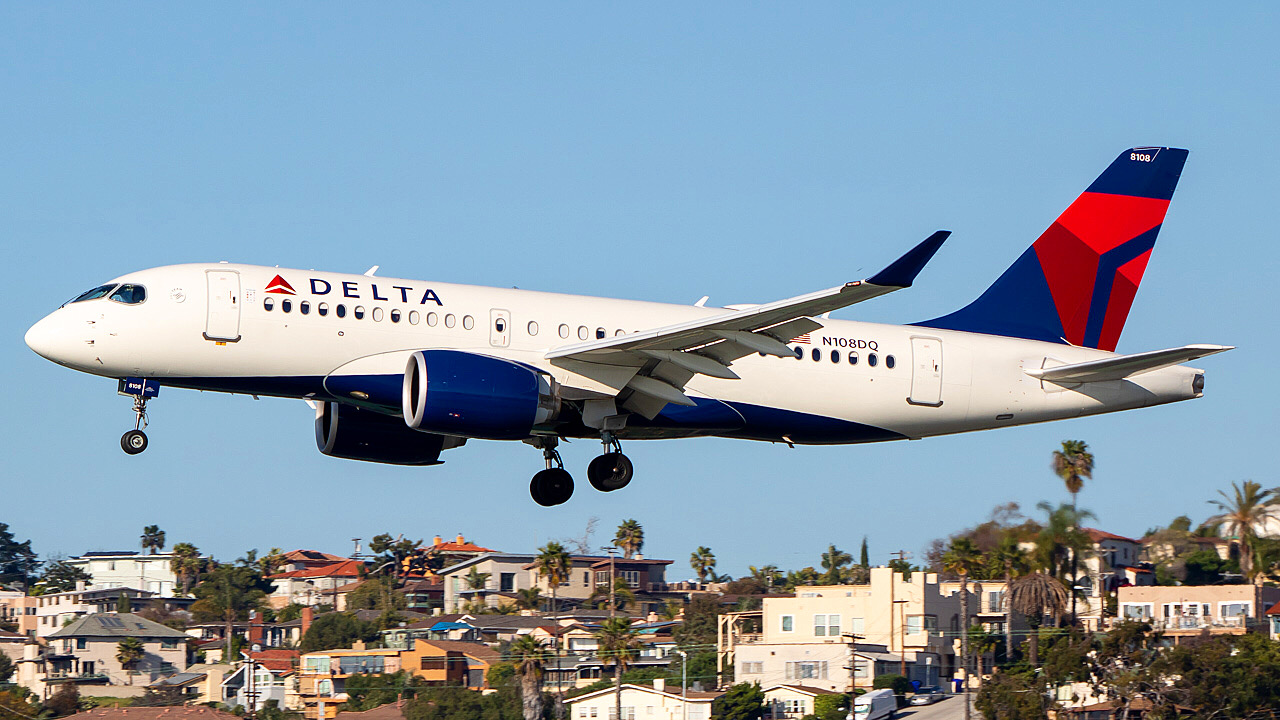 Full size: Delta Airlines Airbus A220-100 N108DQ at San Diego International Airport