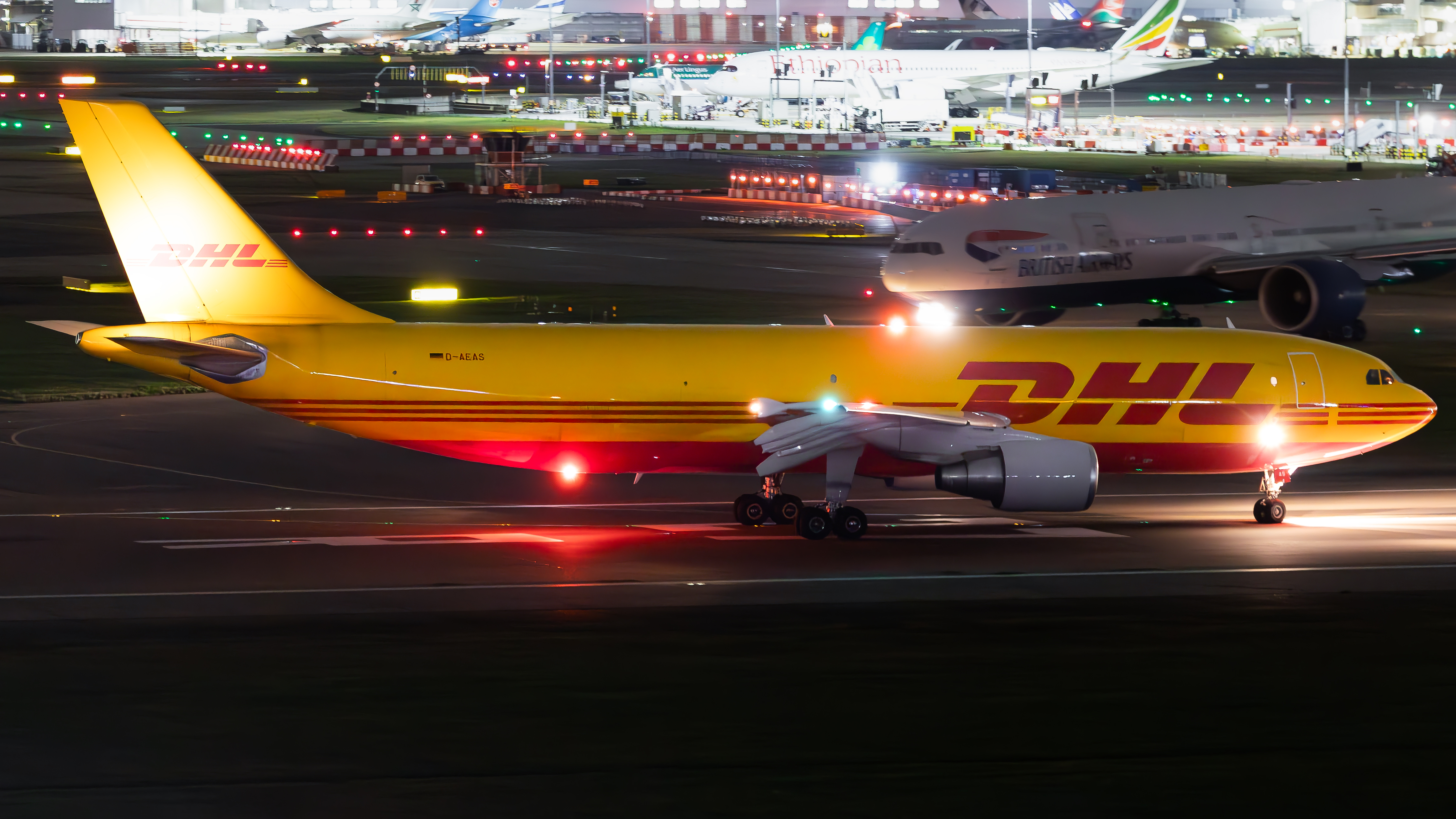 Full size: DHL Airbus A300F-600 D-AEAS at London Heathrow International Airport