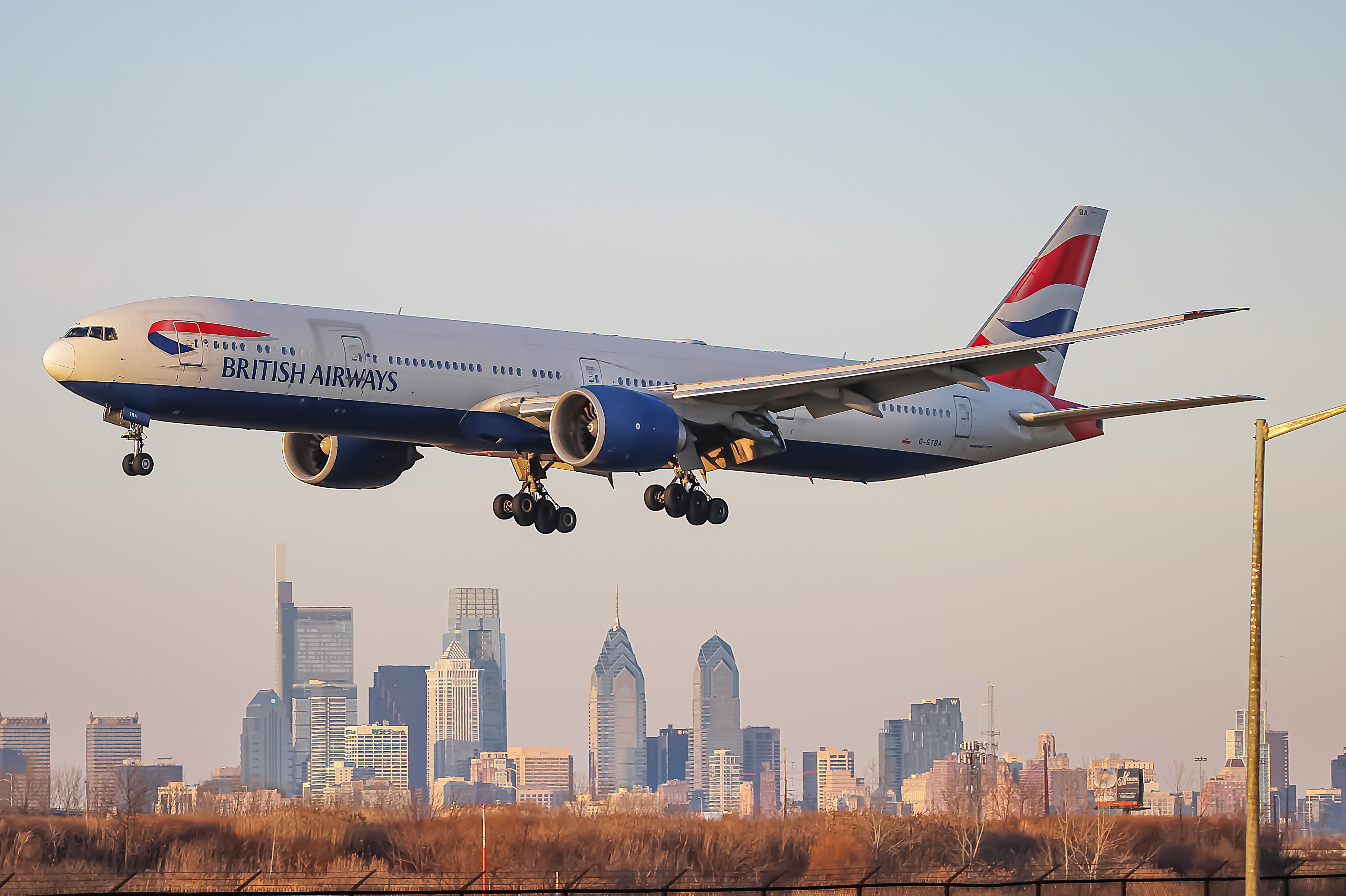 Full size: British Airways Boeing 777-300ER G-STBA at Philadelphia International Airport