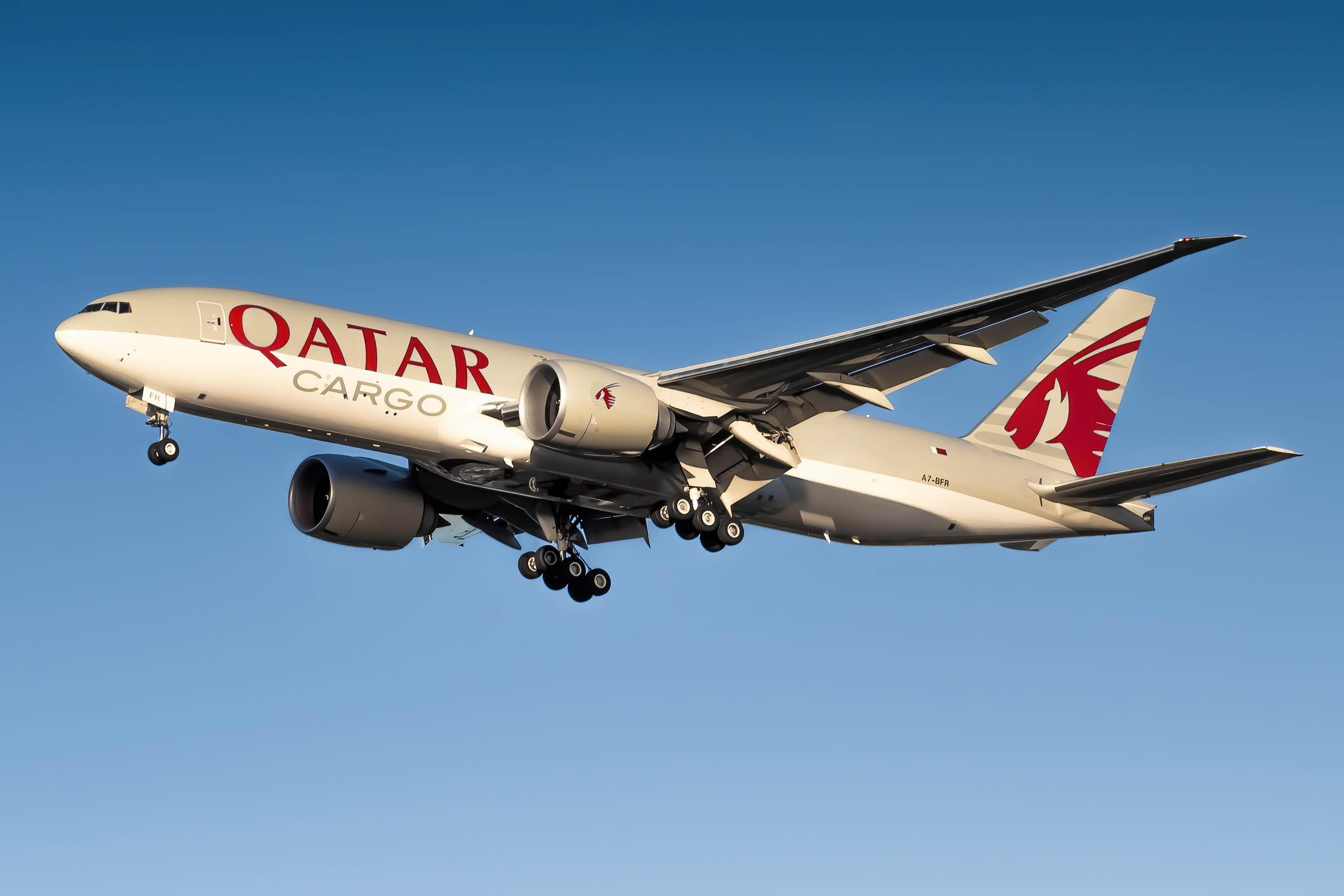 Full size: Qatar Air Cargo Boeing 777-F A7-BFR at John F. Kennedy International Airport