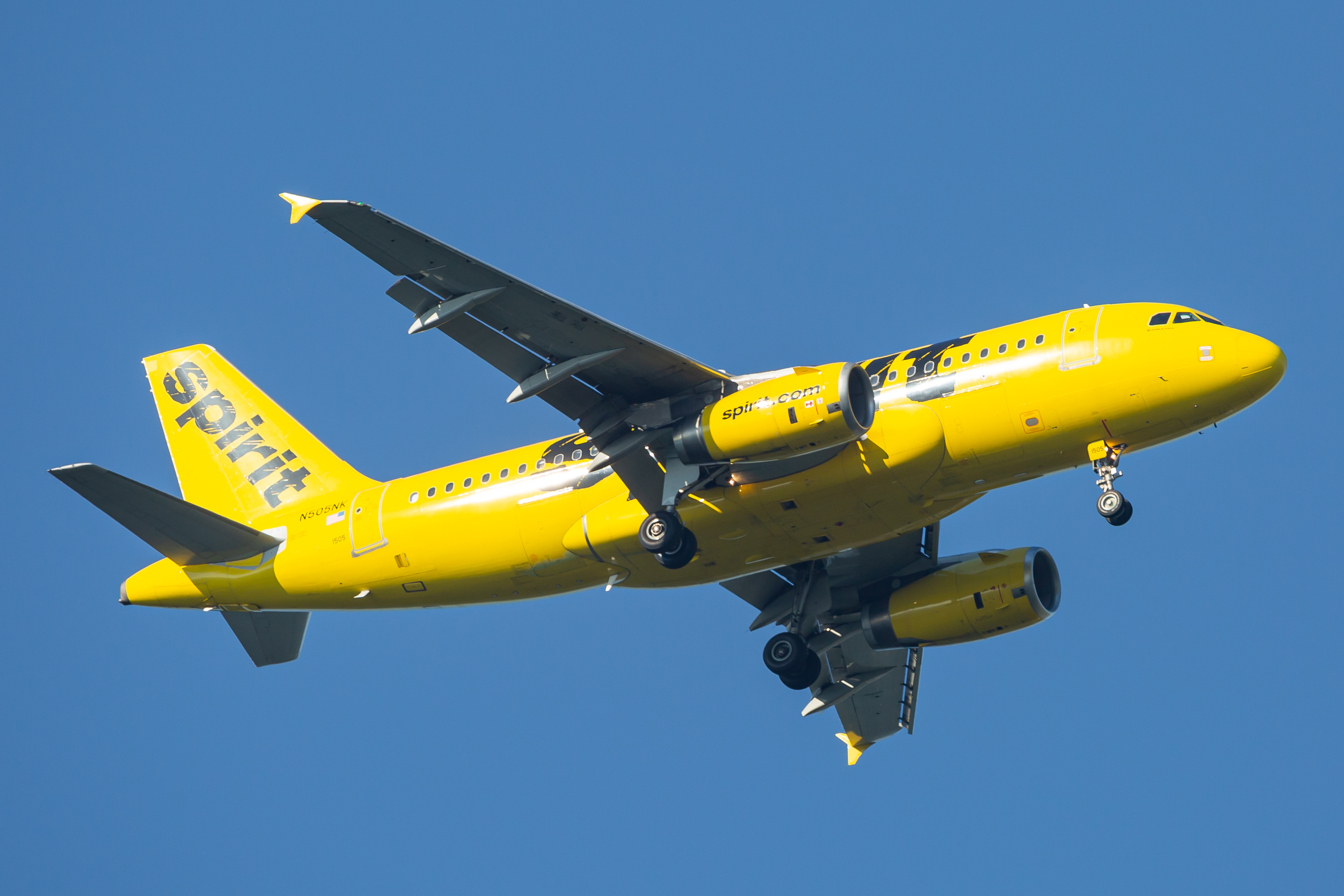 Full size: Spirit Airlines Airbus A319 N505NK at Baltimore/Washington International Thurgood Marshall Airport