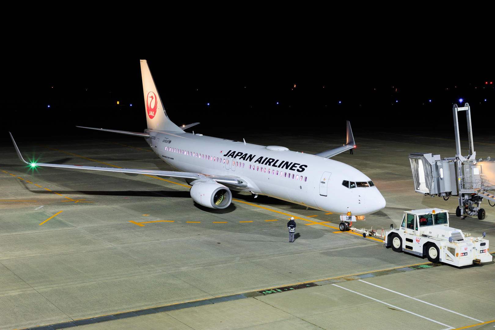 Full size: Japan Airlines Boeing 737-800 JA320J at Obihiro Tokachi Airport