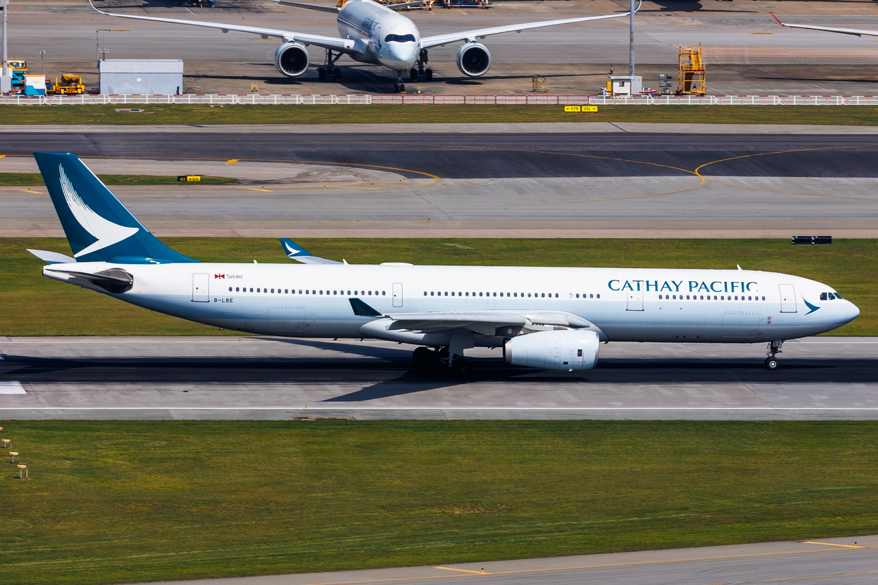 Full size: Cathay Pacific Airbus A330-300 B-LBE at Hong Kong International Airport