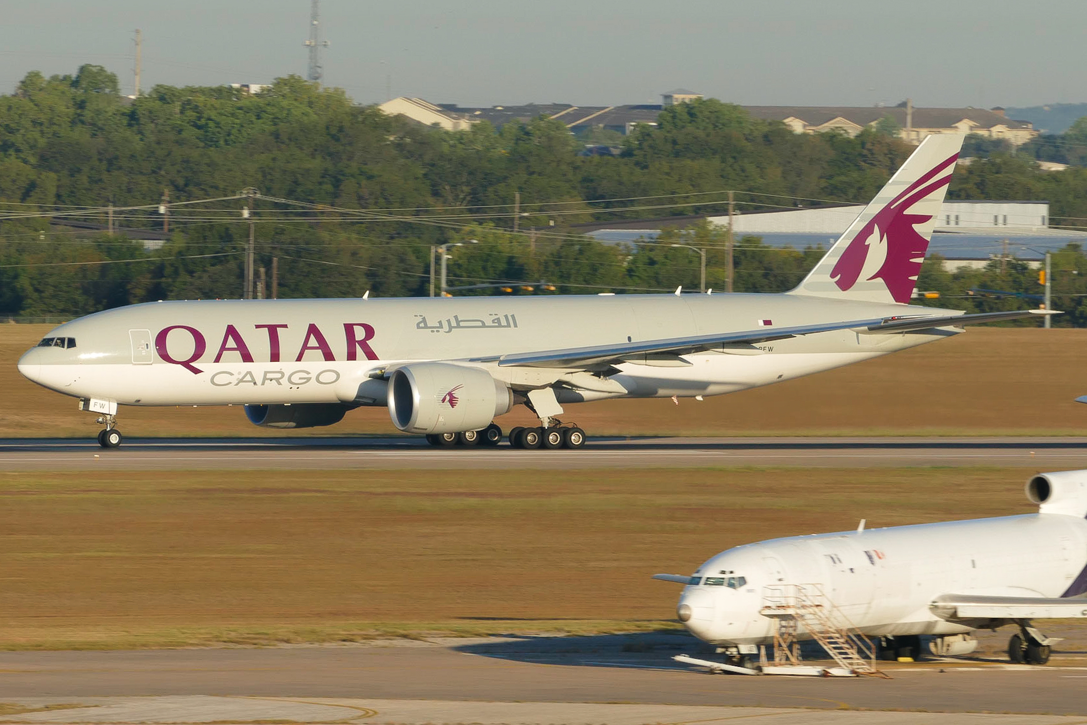Full size: Qatar Air Cargo Boeing 777-F A7-BFW at Austin-Bergstrom International Airport