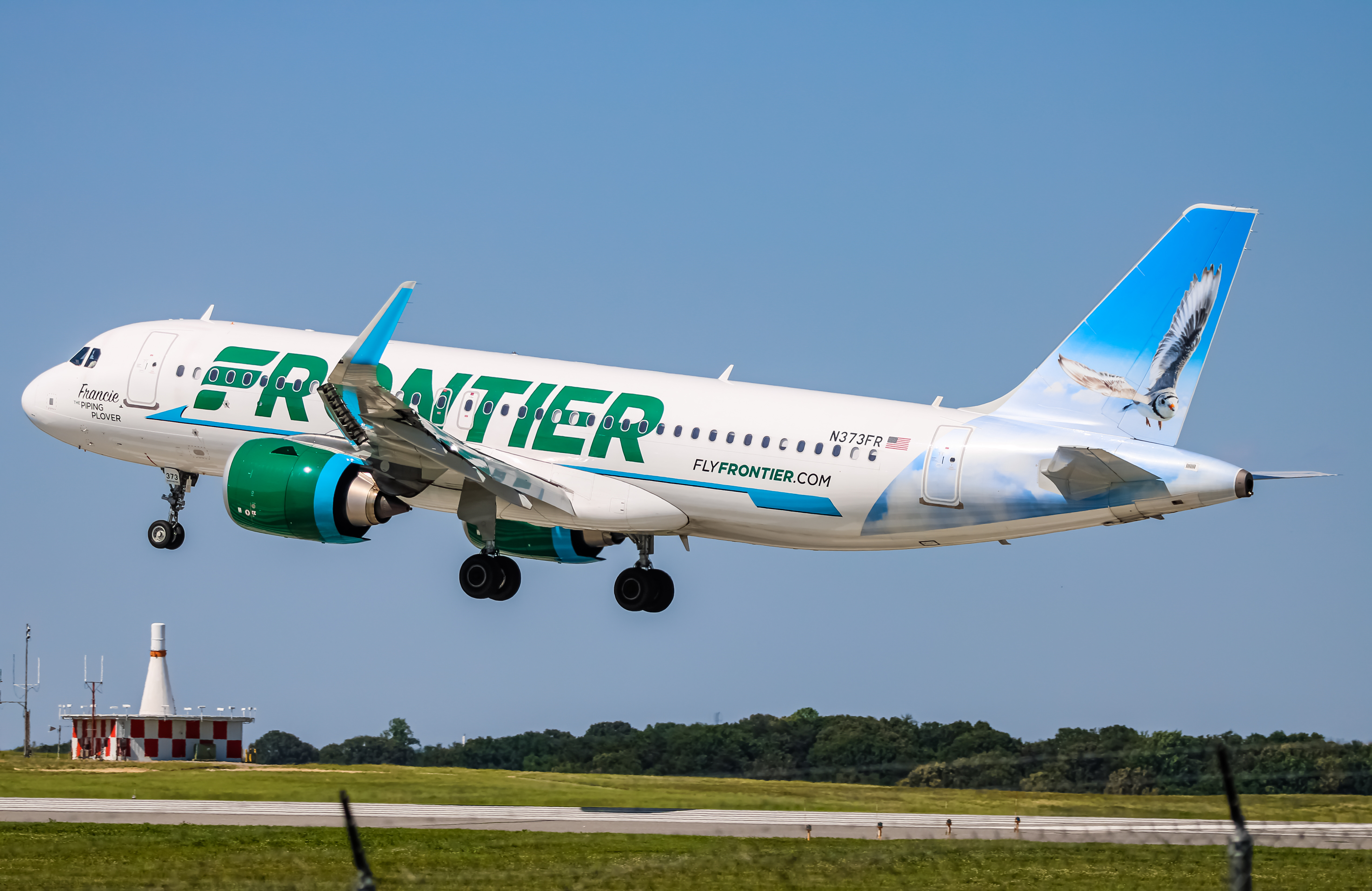 Full size: Frontier Airlines Airbus A320NEO N373FR at Baltimore/Washington International Thurgood Marshall Airport