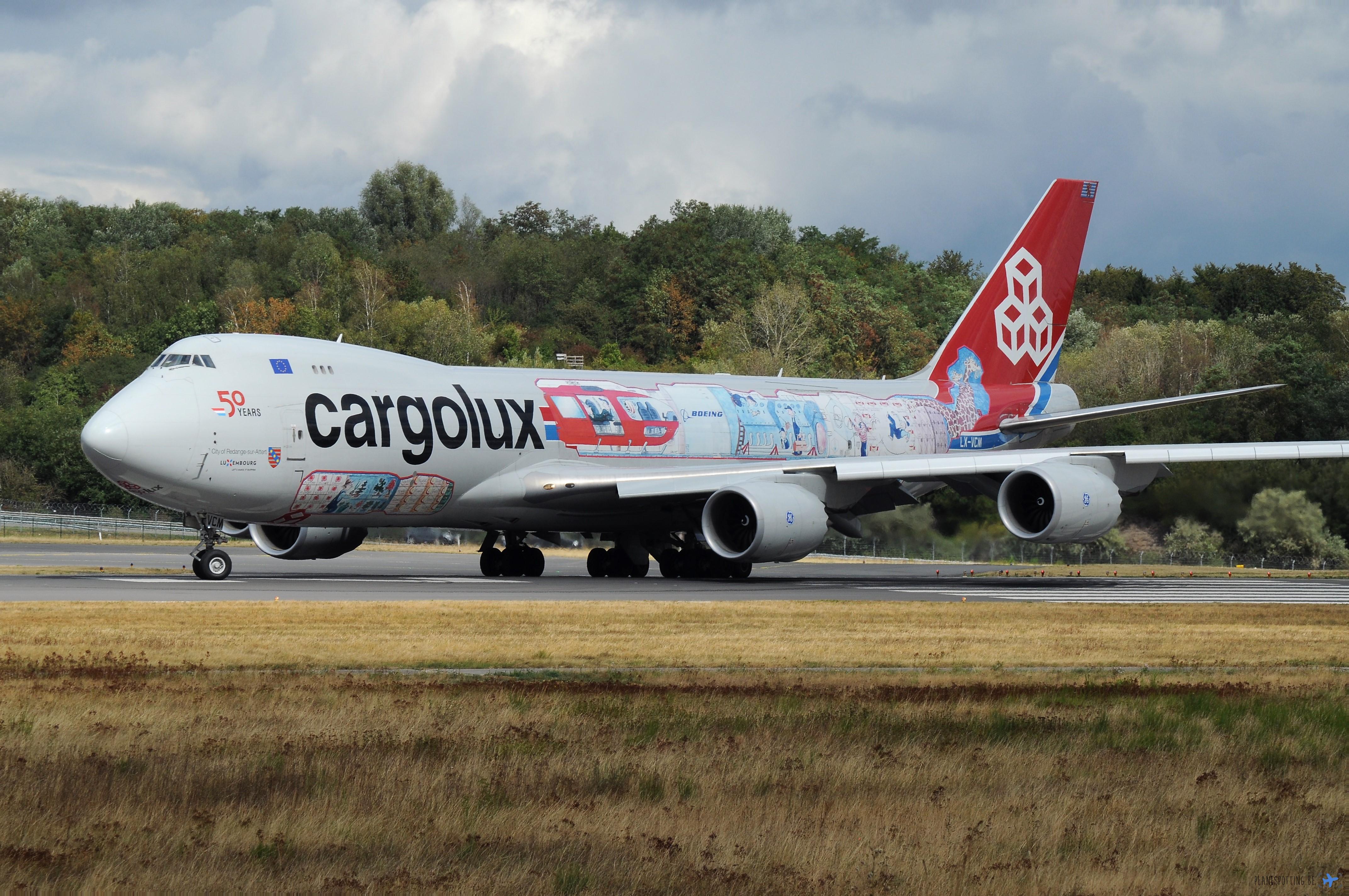 Full size: CargoLux Boeing 747-8F LX-VCM at Luxembourg Findel Airport