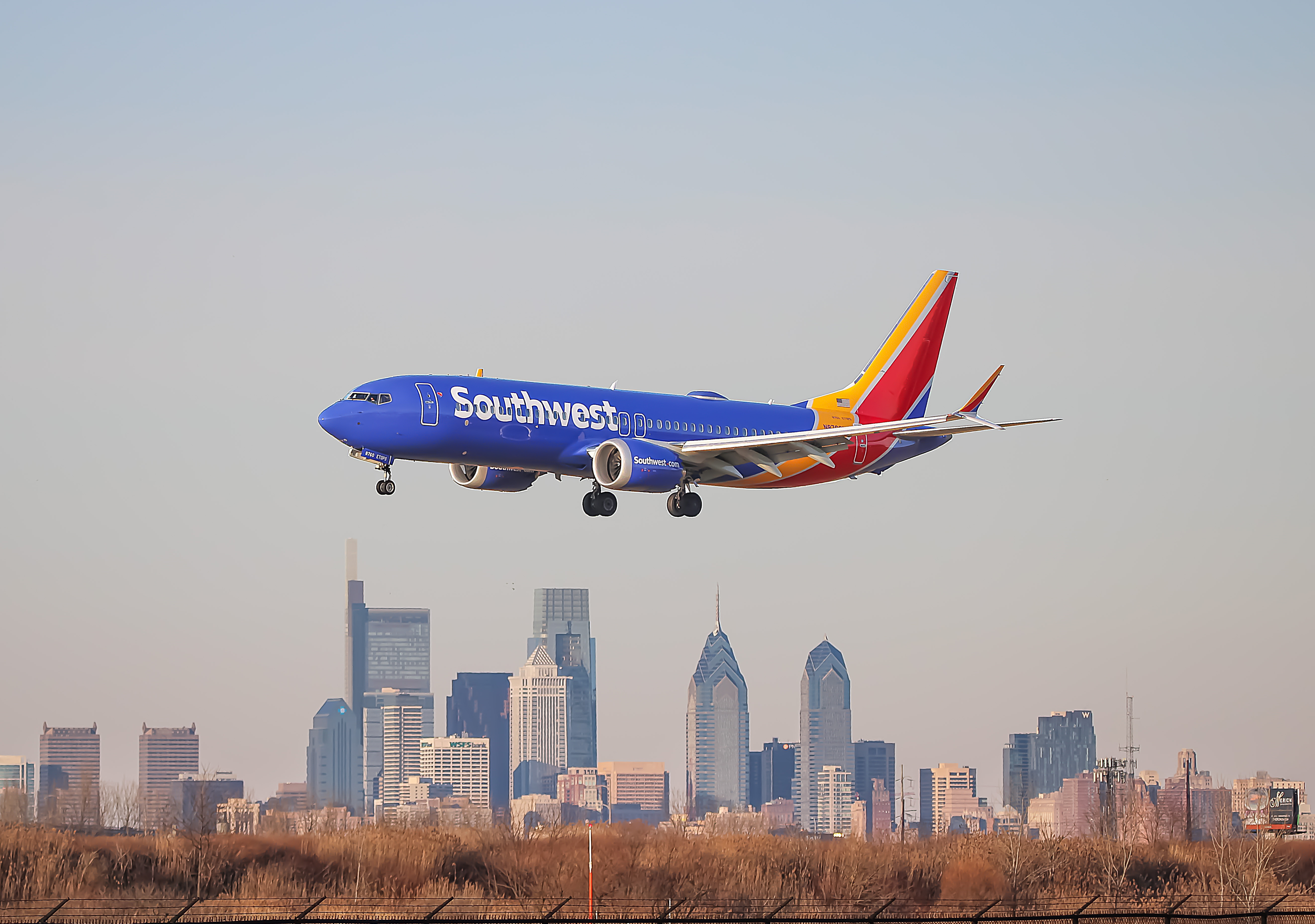 Full size: Southwest Airlines Boeing 737 MAX 8 N8760L at Philadelphia International Airport