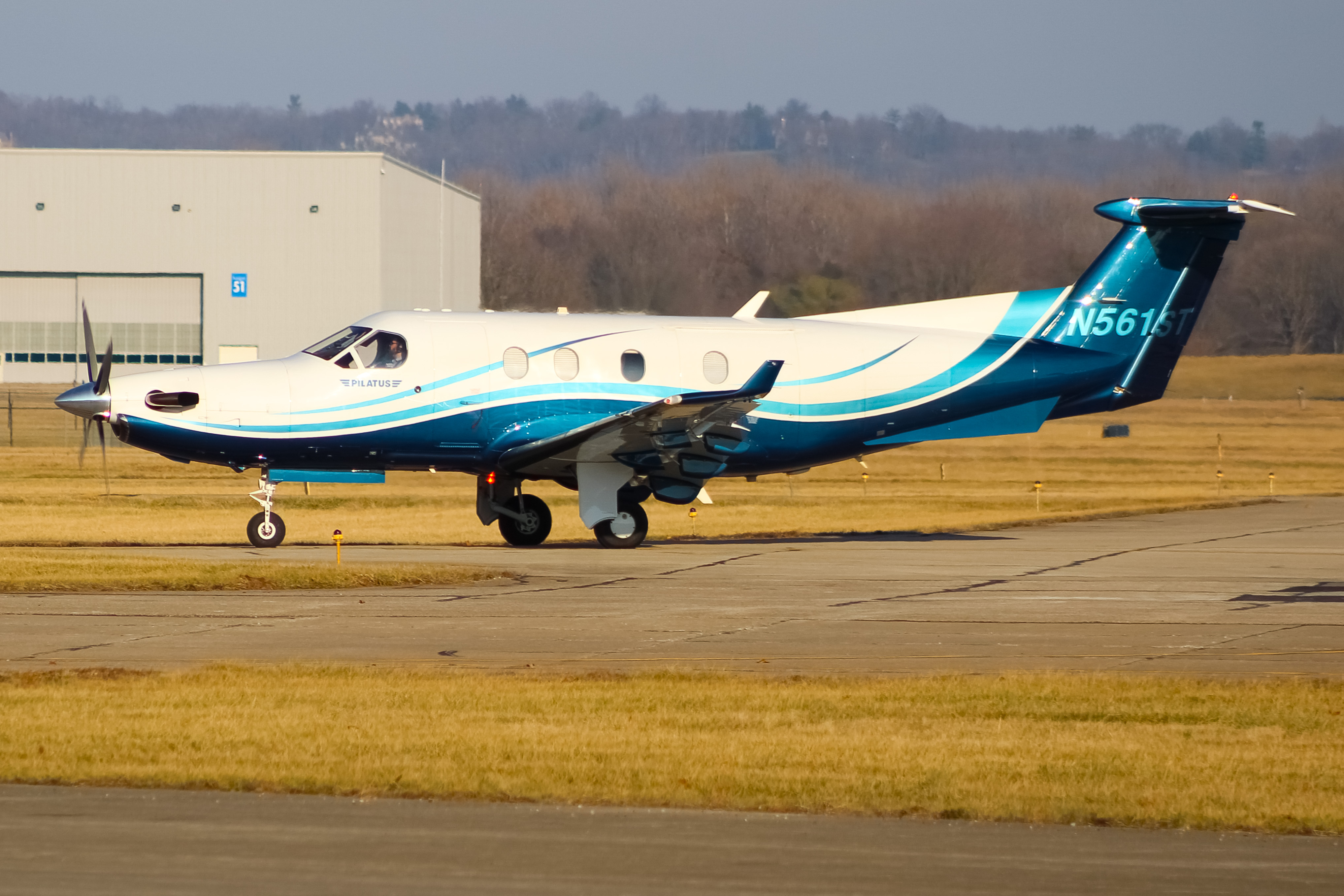Full size: PRIVATE  Pilatus PC-12 N561ST at Cincinnati Municipal Airport/Lunken Field