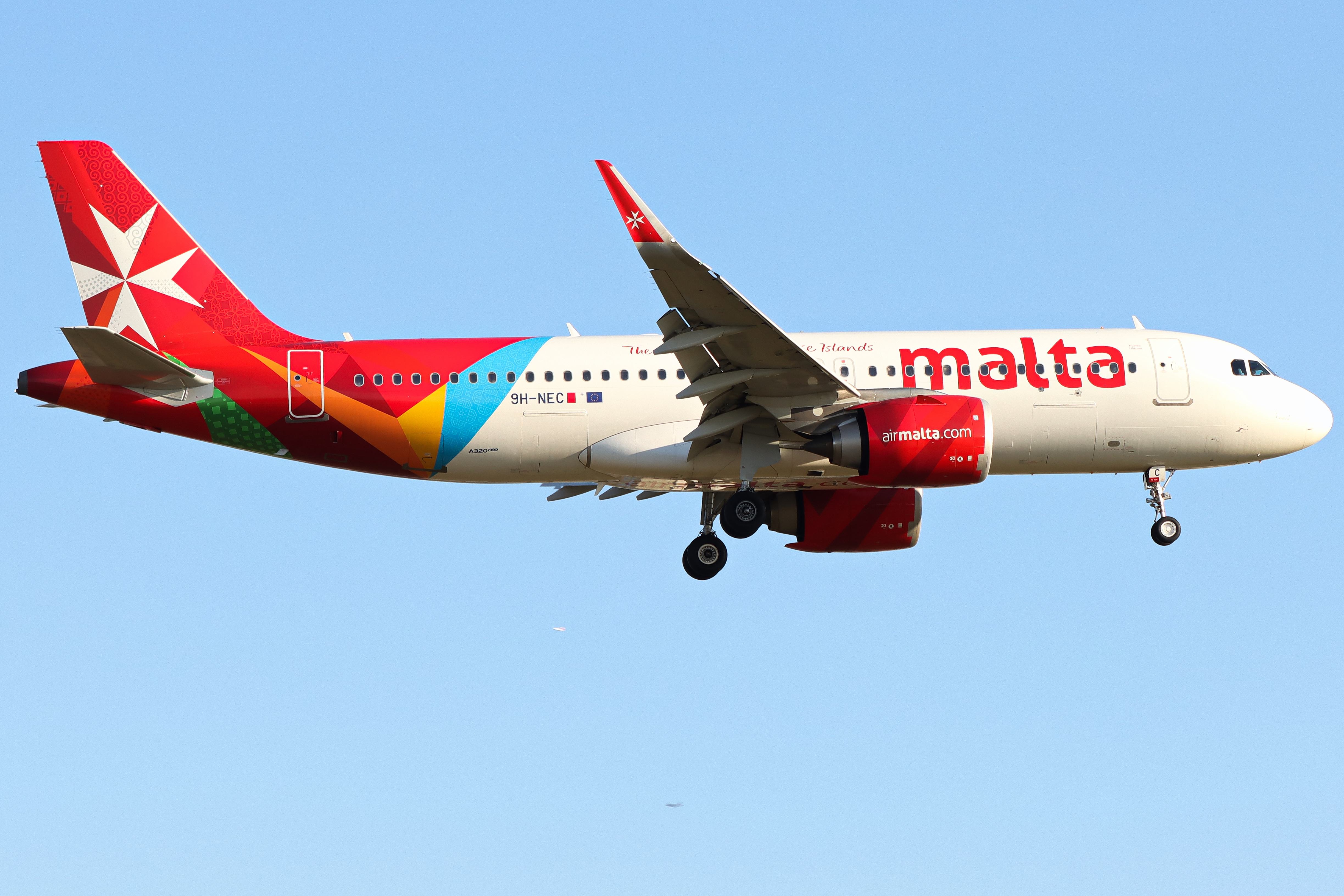 Full size: Air Malta Airbus A320NEO 9H-NEC at London Heathrow International Airport