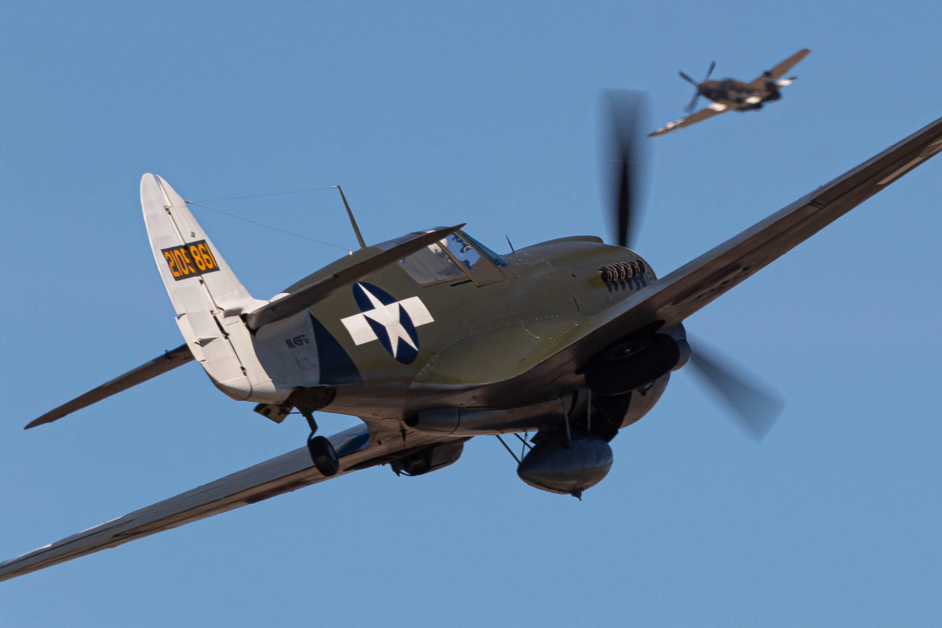 Full size: PRIVATE Curtiss P-40 Warhawk NL49FG at Manchester Airport
