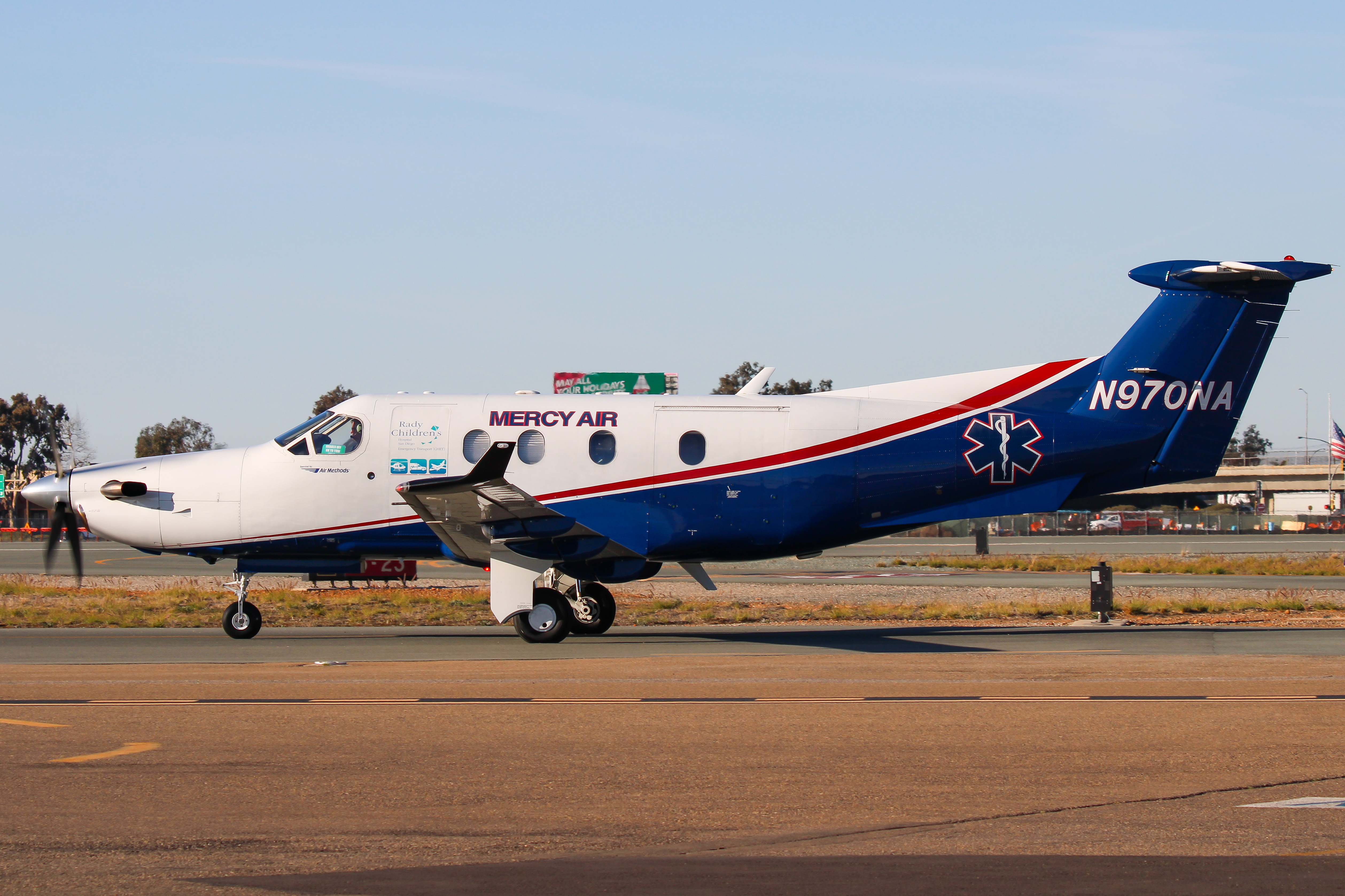 Full size: Air Methods Pilatus PC-12 N970NA at Montgomery-Gibbs Executive Airport