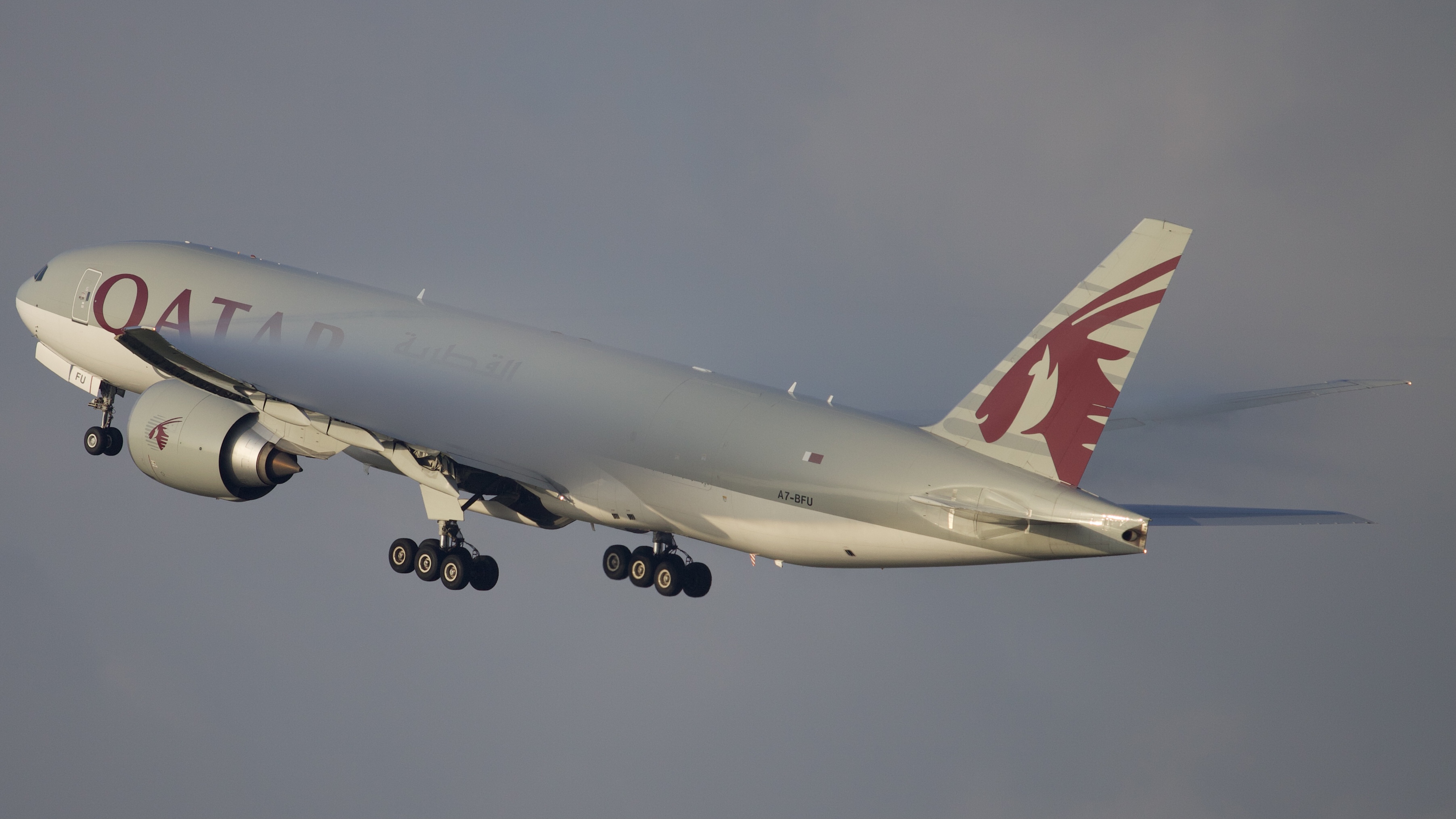 Full size: Qatar Air Cargo Boeing 777-F A7-BFU at Houston-George Bush Intercontinental Airport