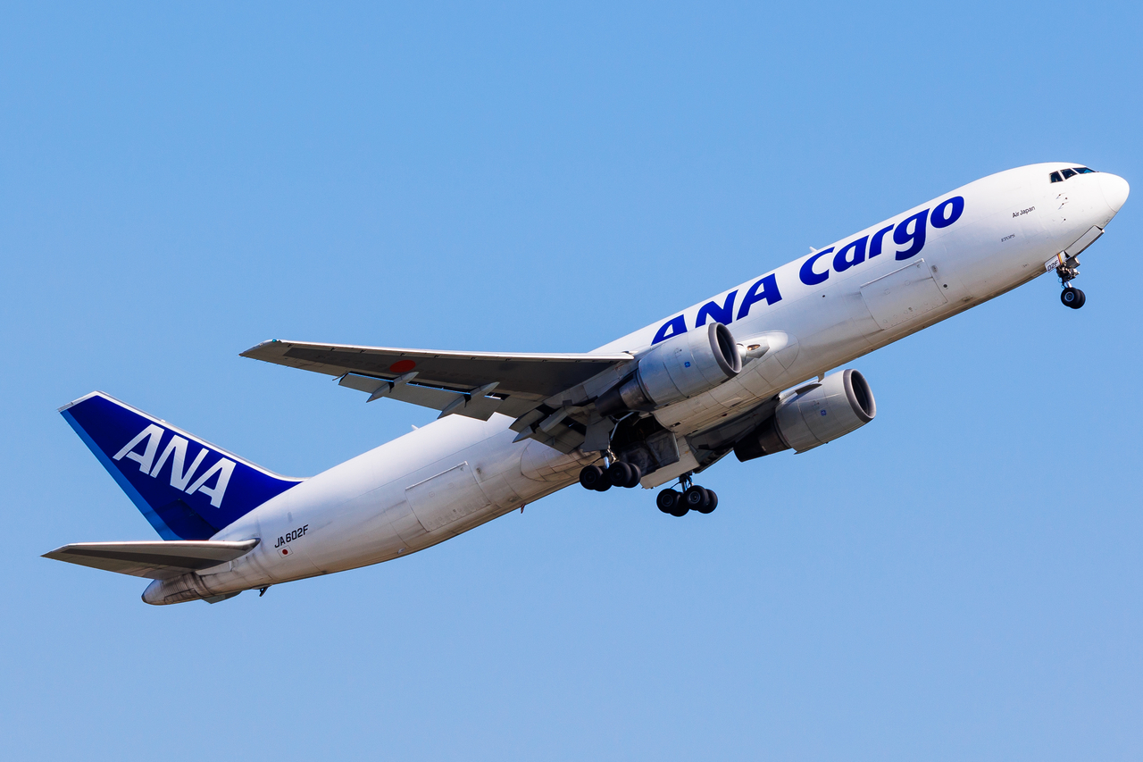 Full size: ANA Cargo Boeing 767-300F JA602F at Hong Kong International Airport